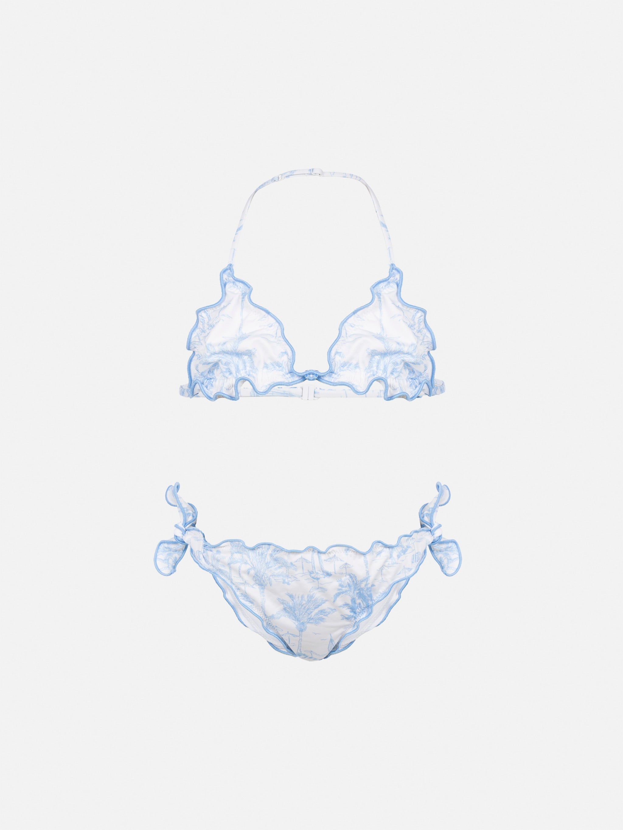 Cris Classic Triangle Bikini With Toile De Jouy Print Sky