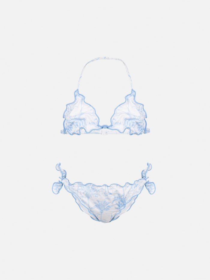 Cris Classic Triangle Bikini With Toile De Jouy Print Sky