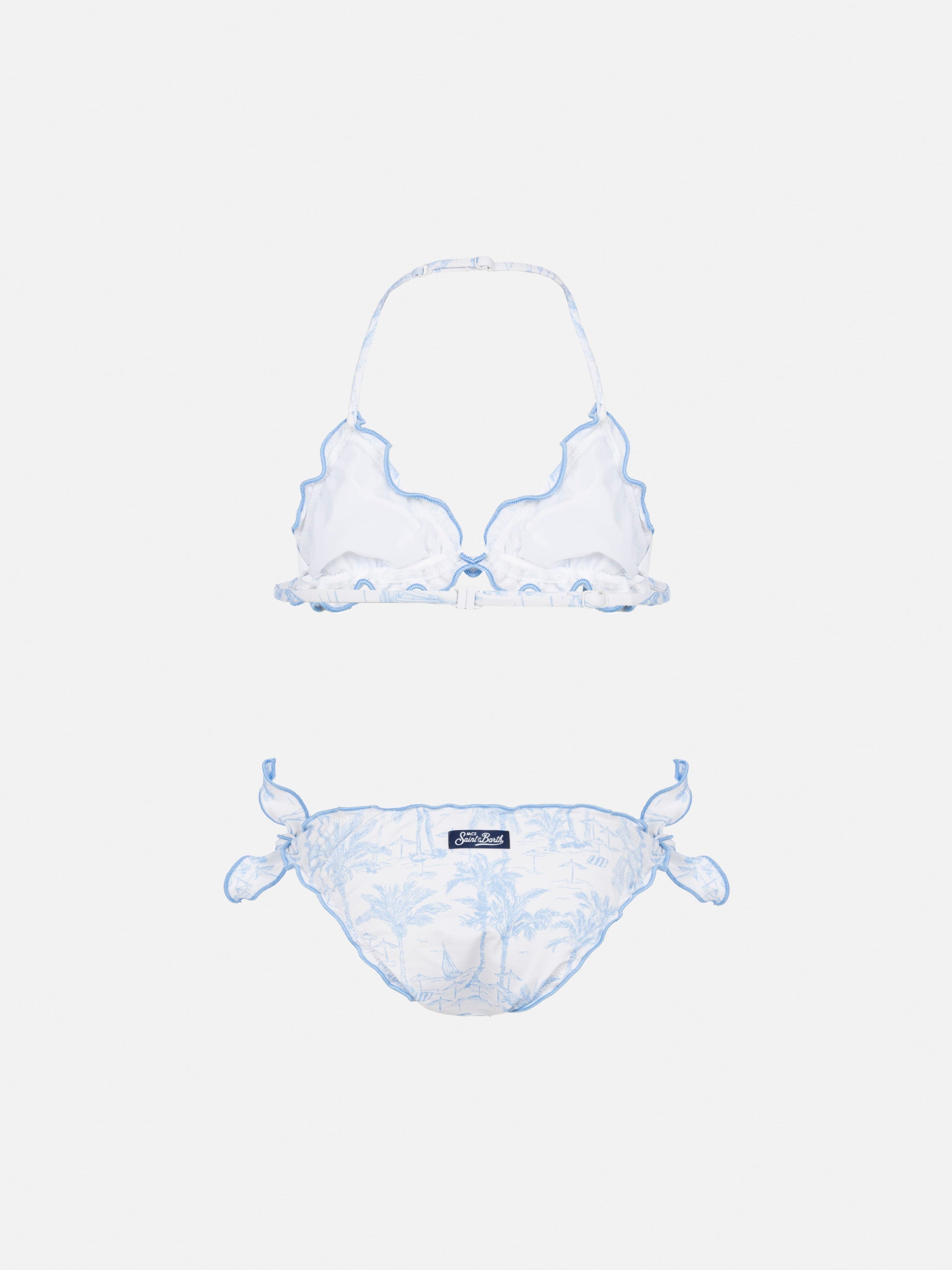 Cris Classic Triangle Bikini With Toile De Jouy Print Sky
