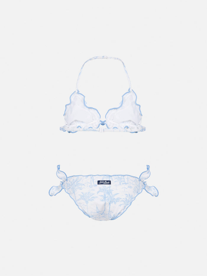 Cris Classic Triangle Bikini With Toile De Jouy Print Sky