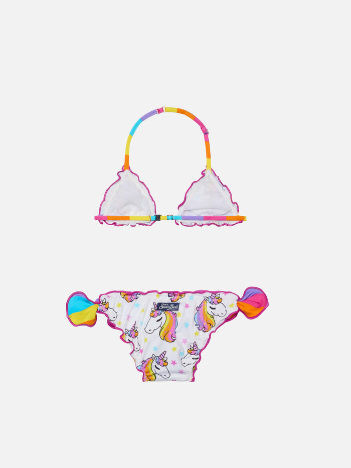 Cris Classic Triangle Bikini With Unicorn Print White