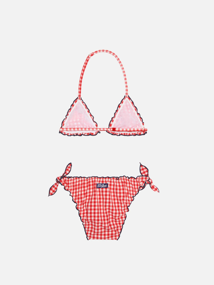 Triangle Bikini Cris With Gingham Print Red
