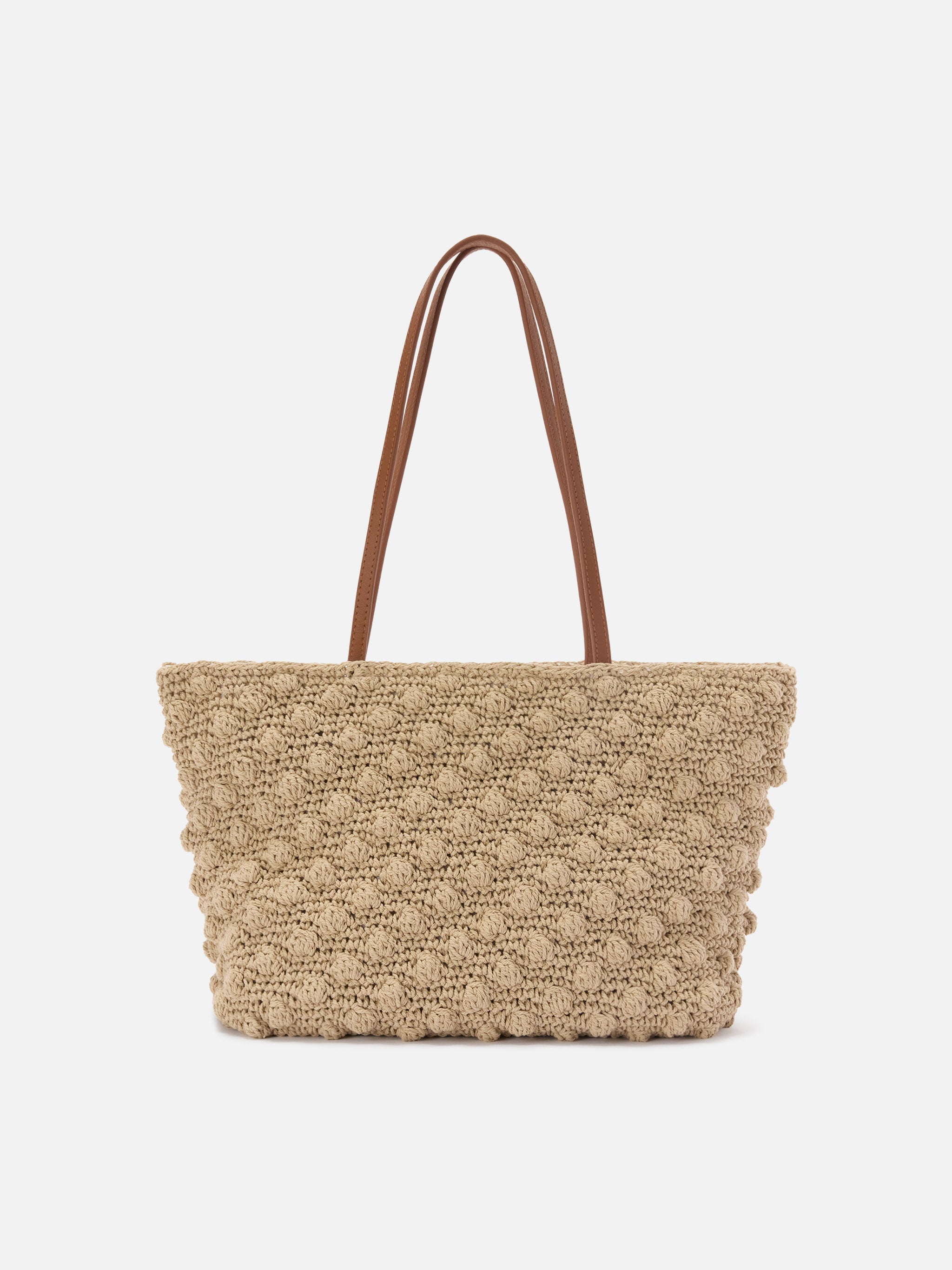Crochet Tote Medium Bag With Embroidered Logo White
