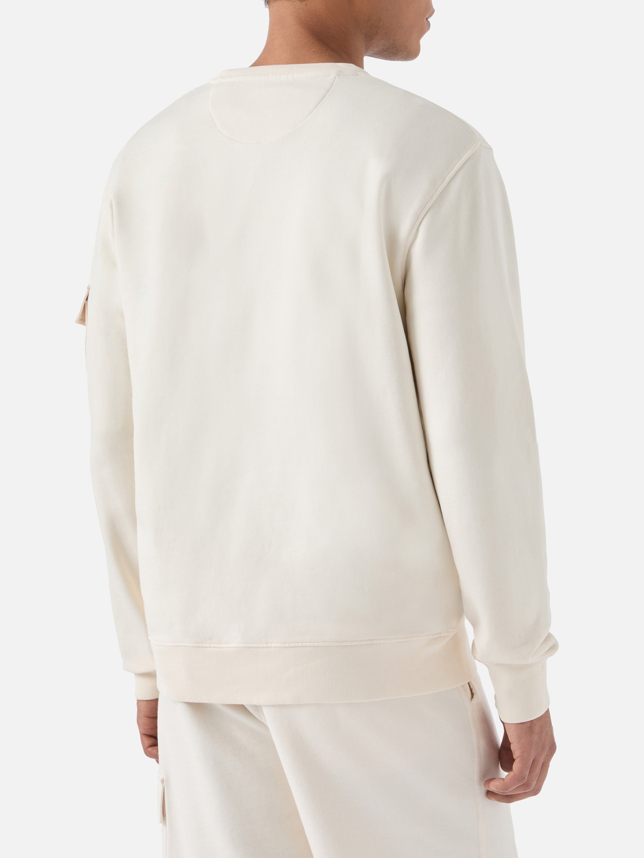 Cream Chester Fleece Sweatshirt With Sleeve Pocket White