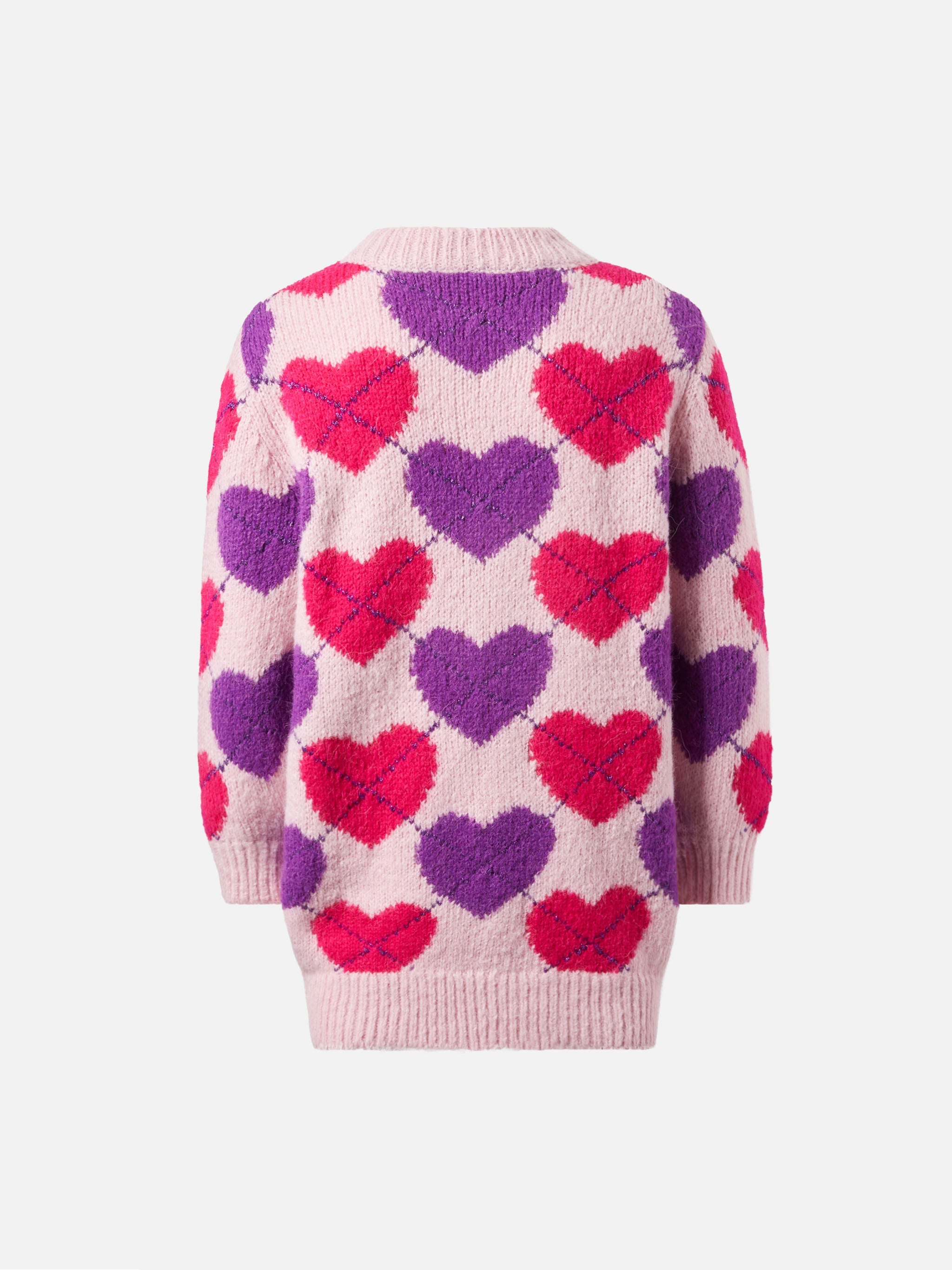 Half-Turtleneck Knitted Dress Cutie Soft With Argyle Jacquard Pink