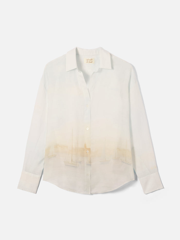 Cristal Ramie Shirt With St. Tropez Print White