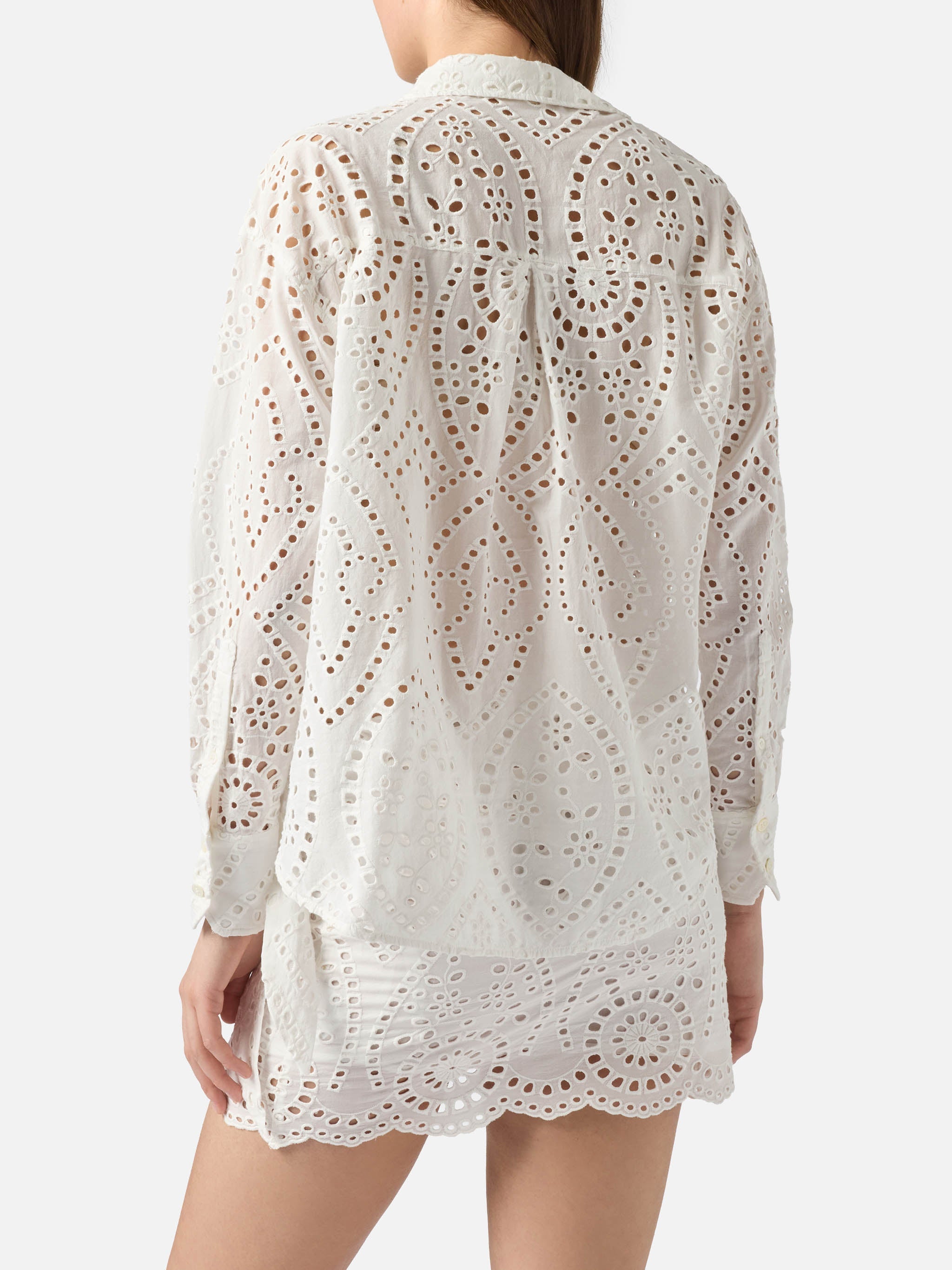 White Broderie Anglaise Cotton Cristal Shirt __single__
