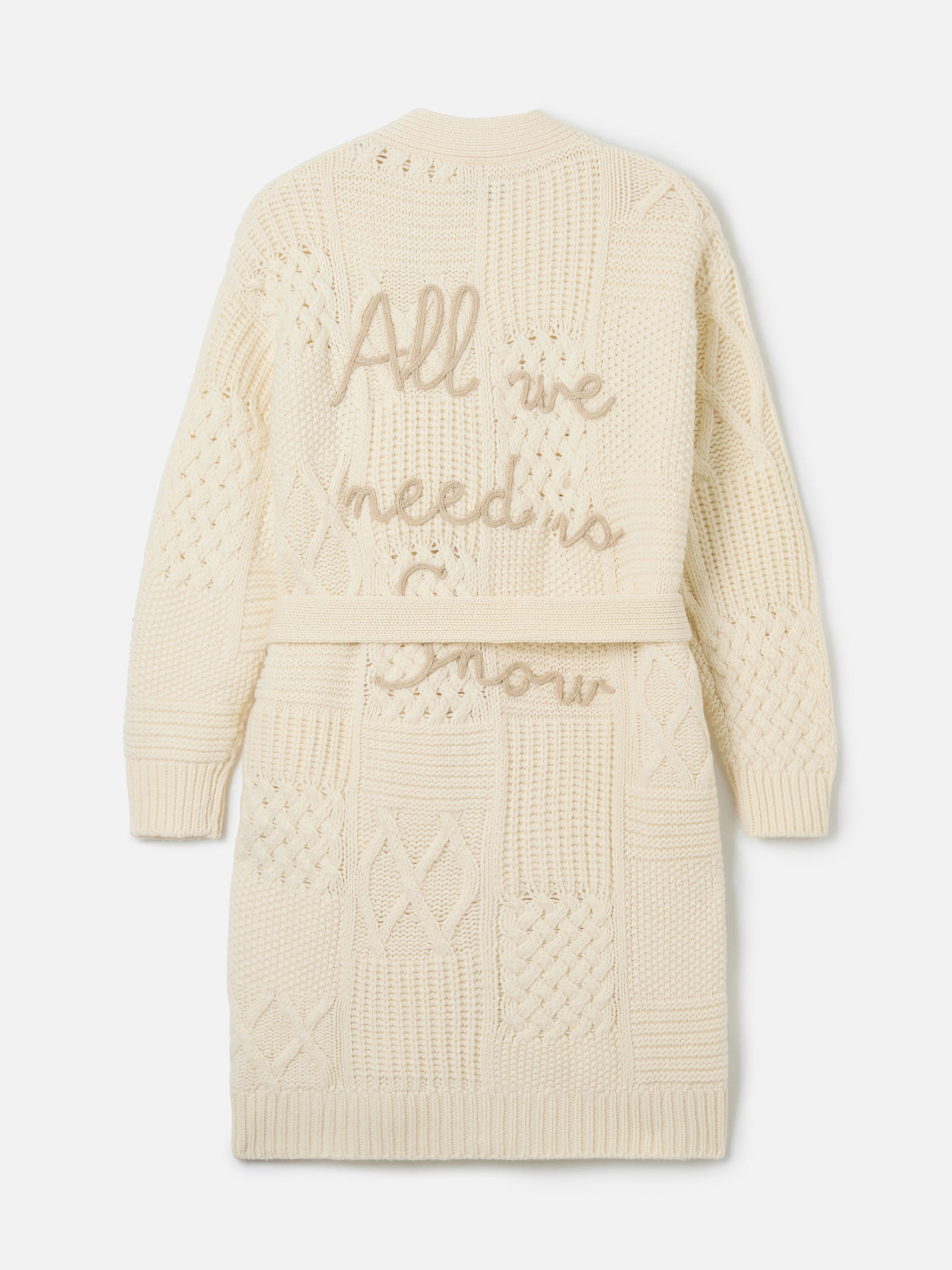 Maxi Cardigan Daba With Embroidery And Belt White