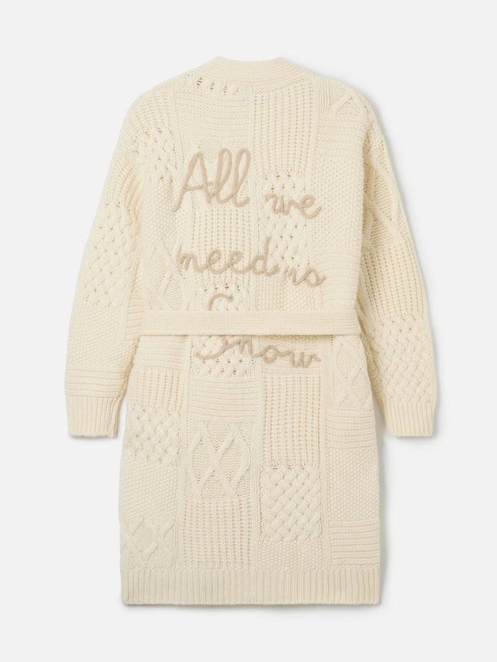 Maxi Cardigan Daba With Embroidery And Belt White