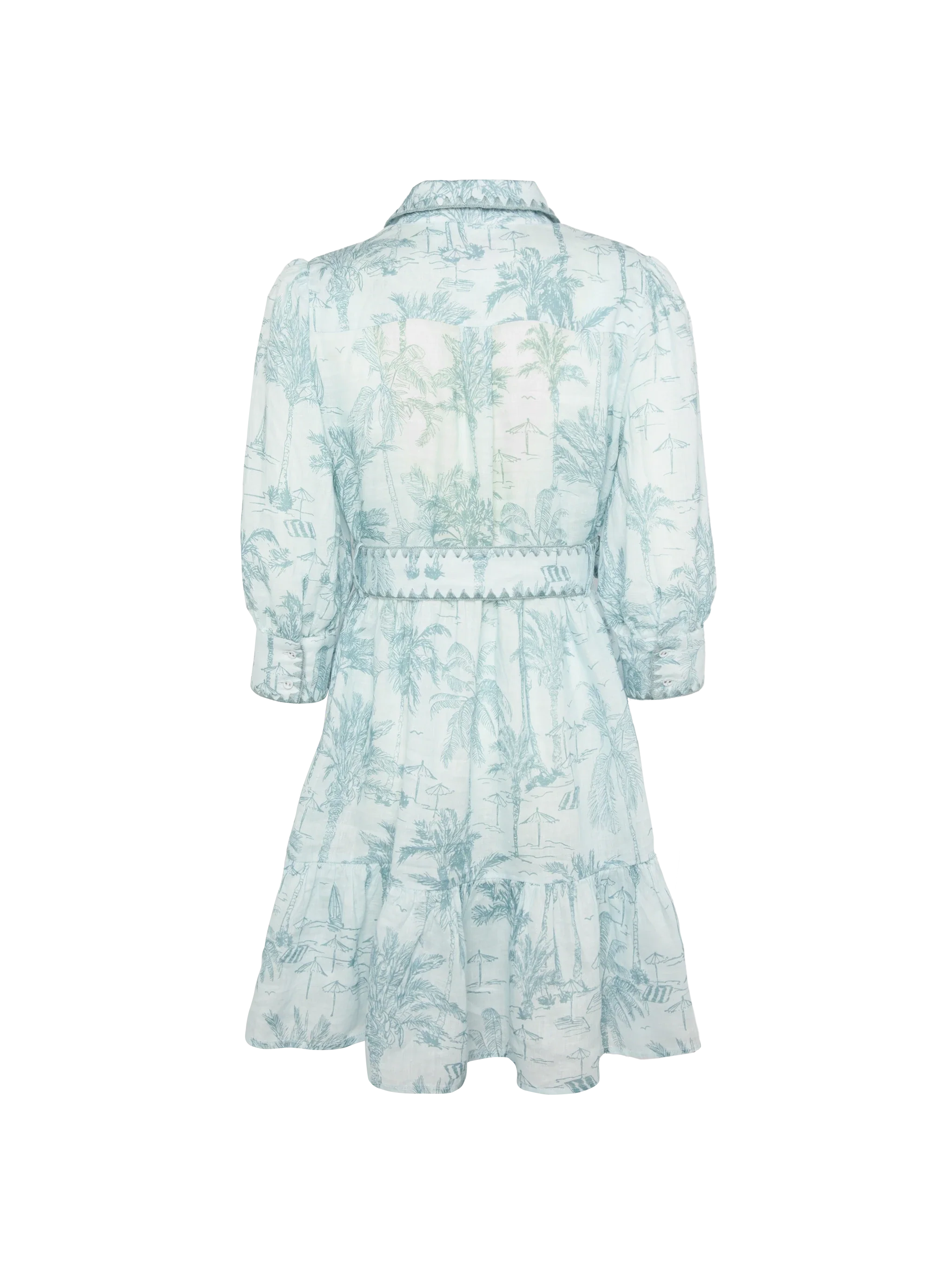 Daisi Toile De Jouy Linen Dress Green