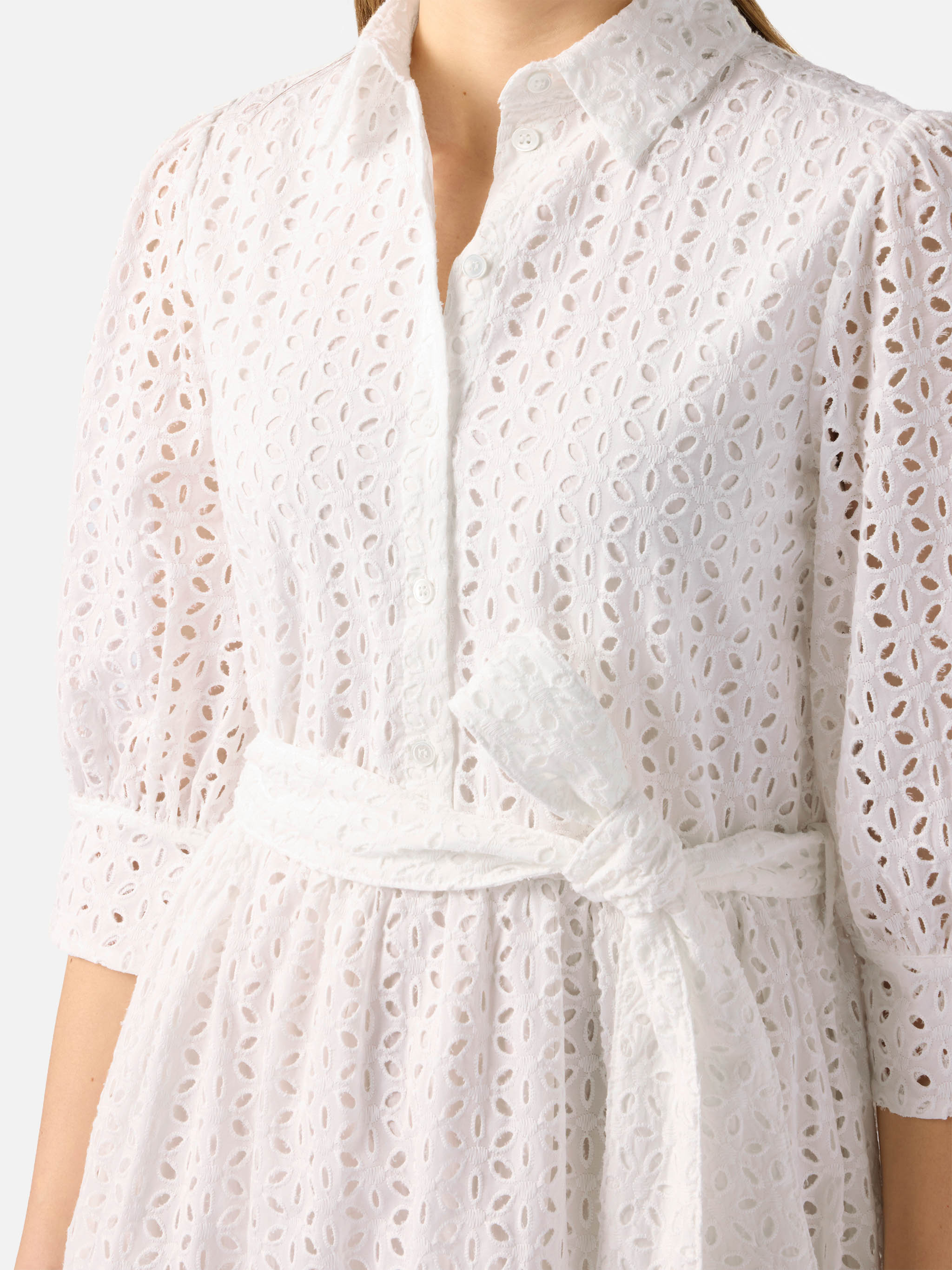 White Cotton Short Dress Daisi With Embroideries __single__