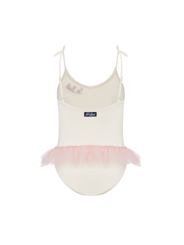 Dancer One-Piece Swimsuit With Tulle Ruffle And Glittered Bows __single__ One Piece