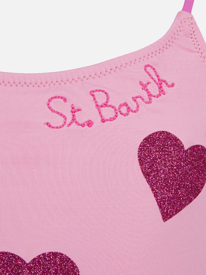 Dancer One-Piece Swimsuit With Tulle Ruffle And Glittered Hearts __single__ One Piece
