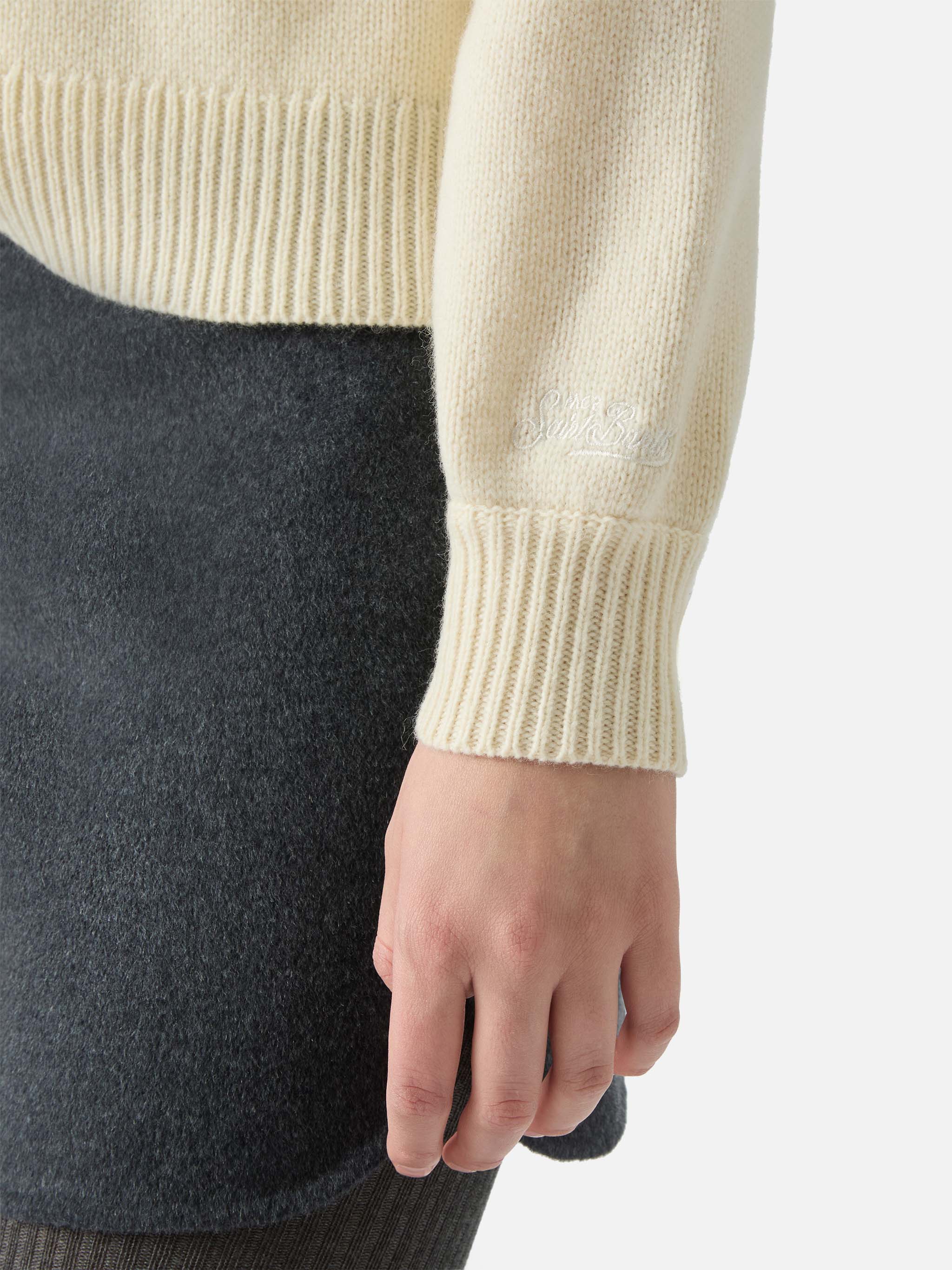 Danya Sweater Wool Blend With Pearl Appliqués White