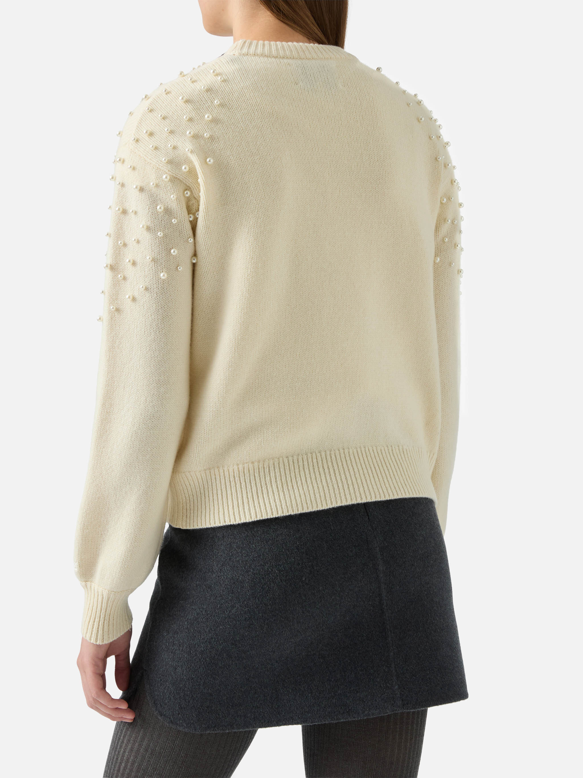 Danya Sweater Wool Blend With Pearl Appliqués White