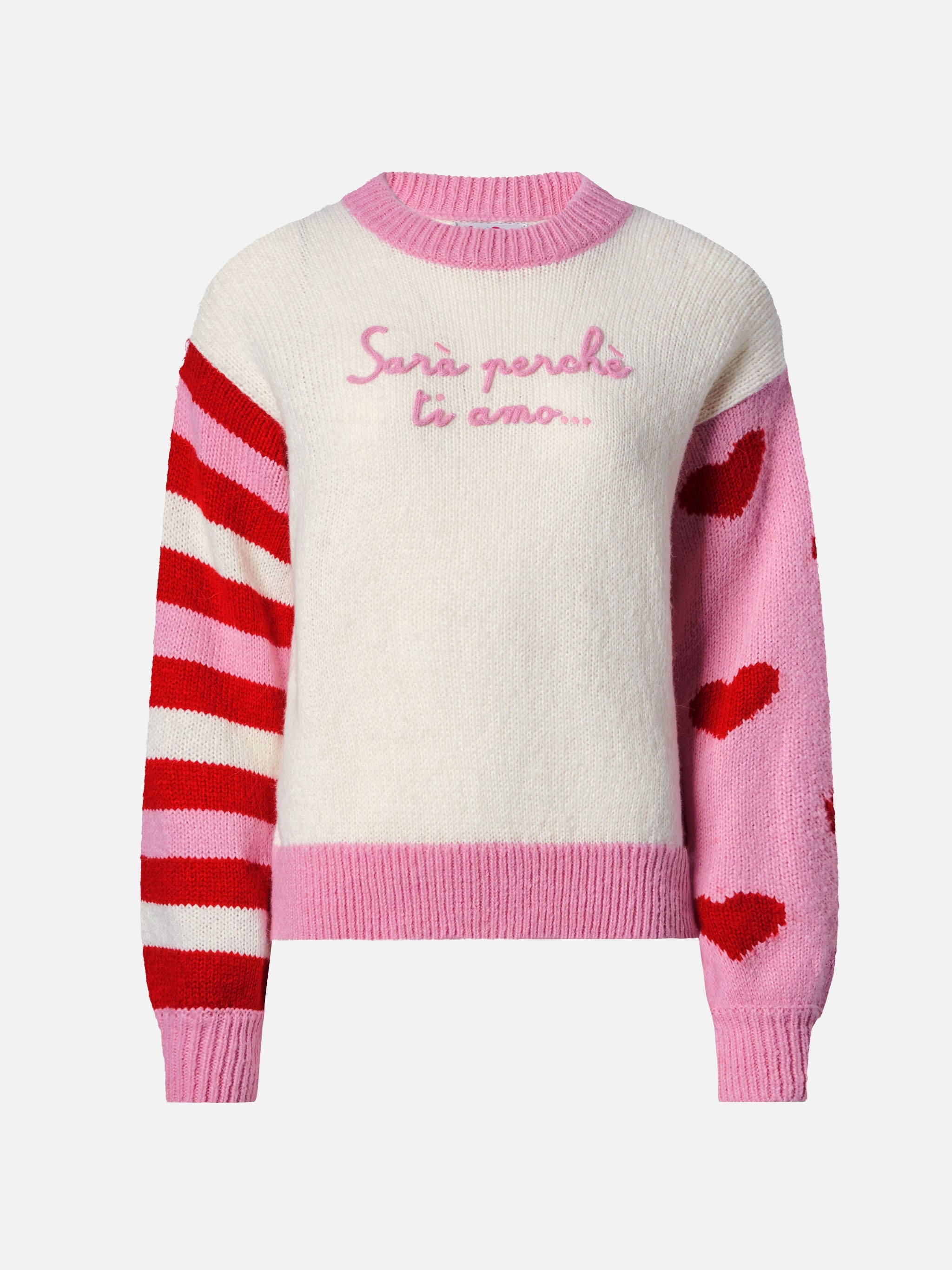 Alpaca Sweater Danya With Sarà Perchè Ti Amo Embroidery Pink