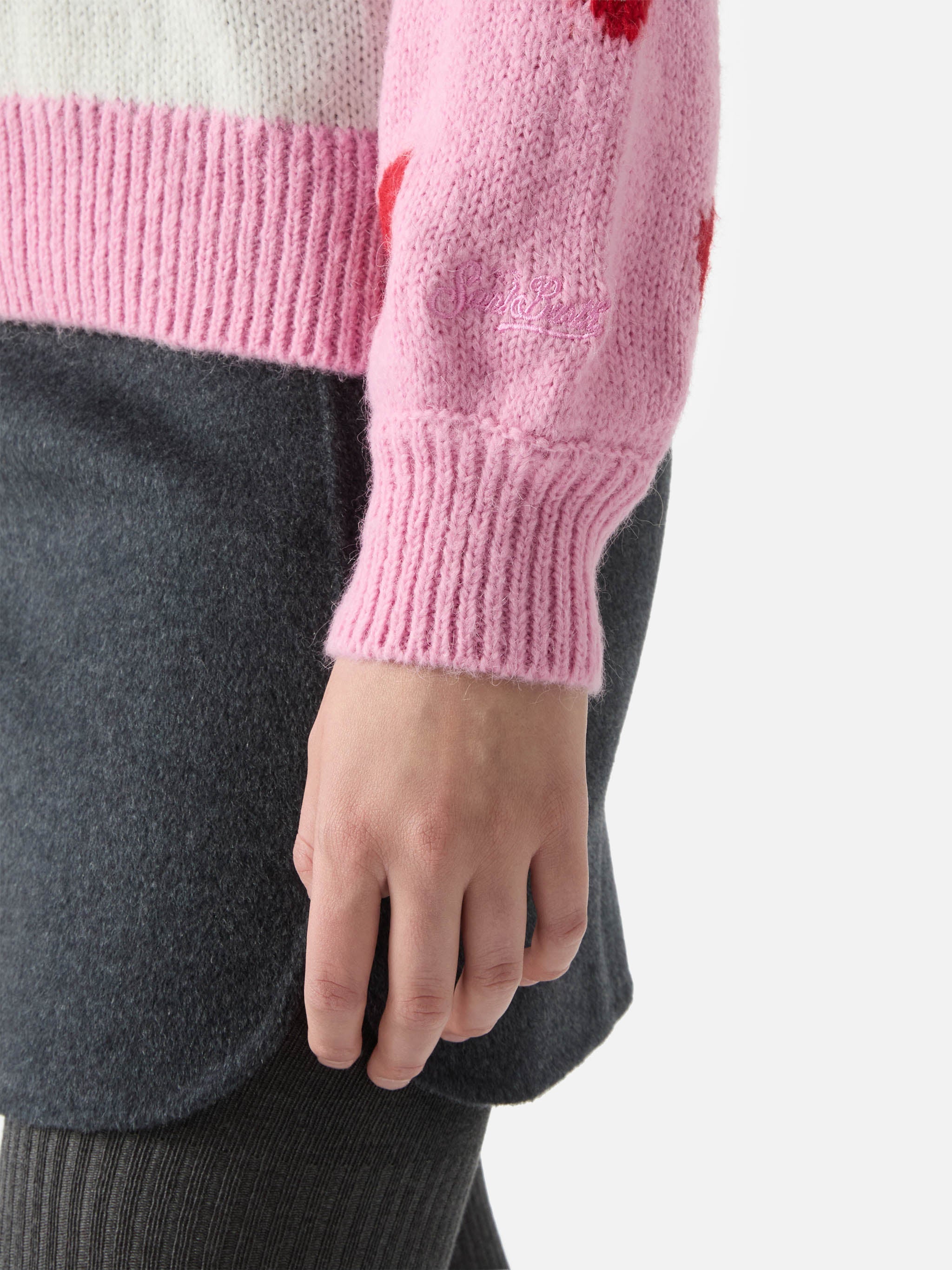 Alpaca Sweater Danya With Sarà Perchè Ti Amo Embroidery Pink