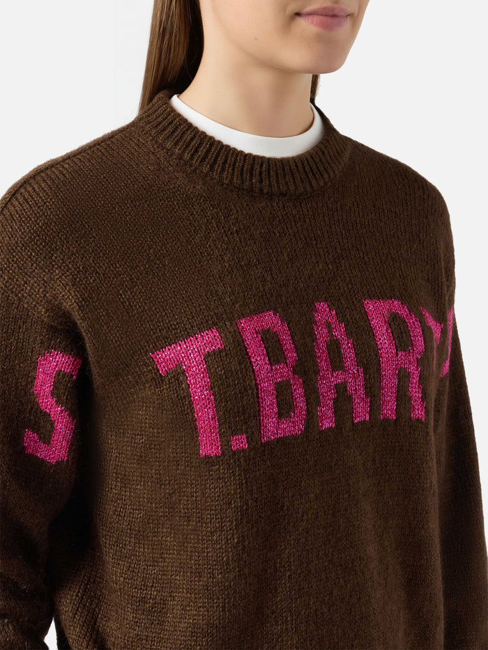 Danya Alpaca-Blend Sweater Brown With St. Barth Jacquard