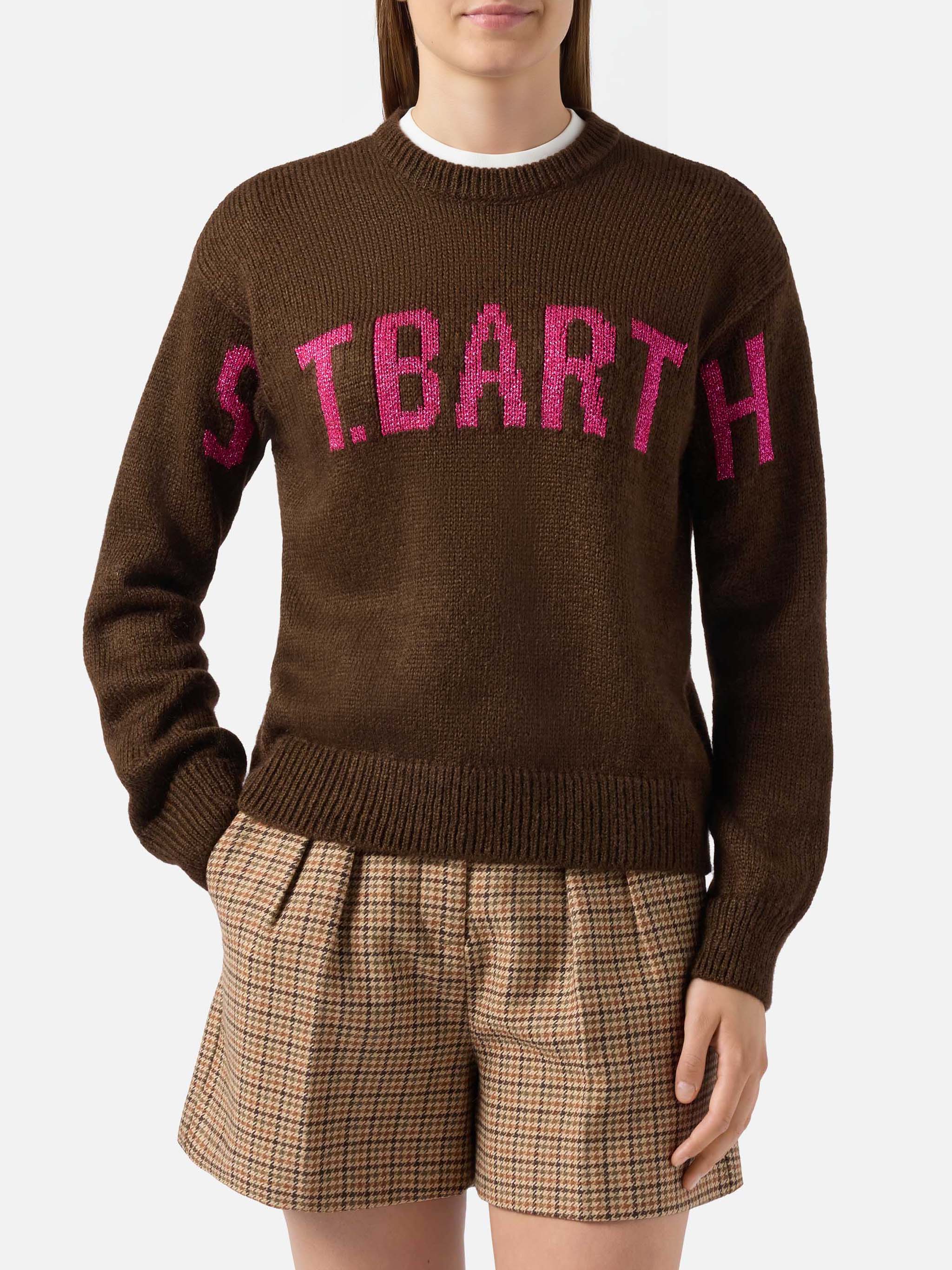 Danya Alpaca-Blend Sweater Brown With St. Barth Jacquard