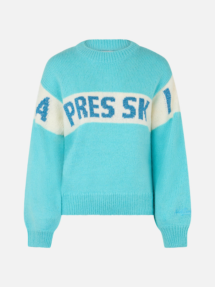 Danya Light Blue Sweater With Après Ski Print