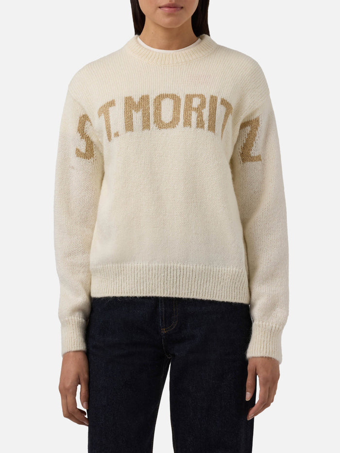 Danya Alpaca-Blend Sweater White With St. Moritz Jacquard