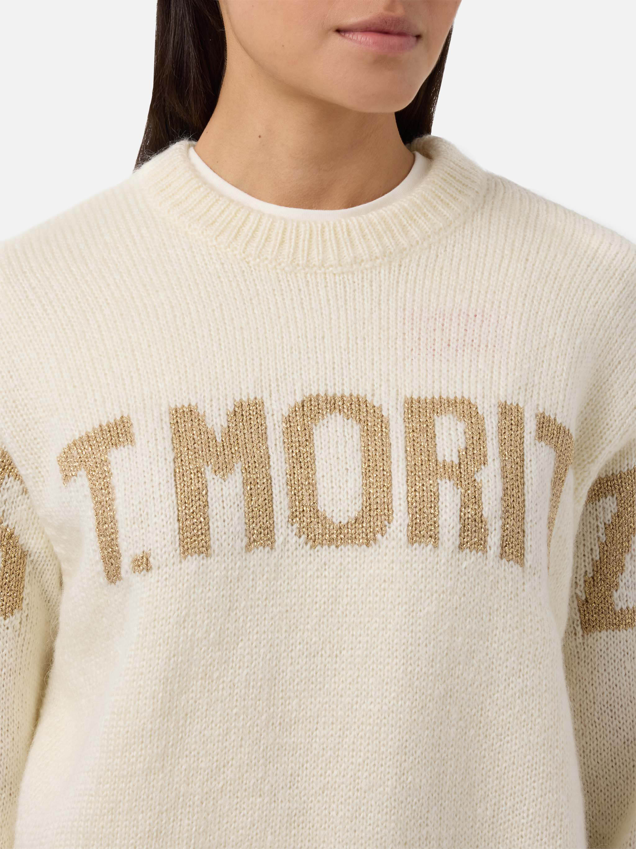 Danya Alpaca-Blend Sweater White With St. Moritz Jacquard