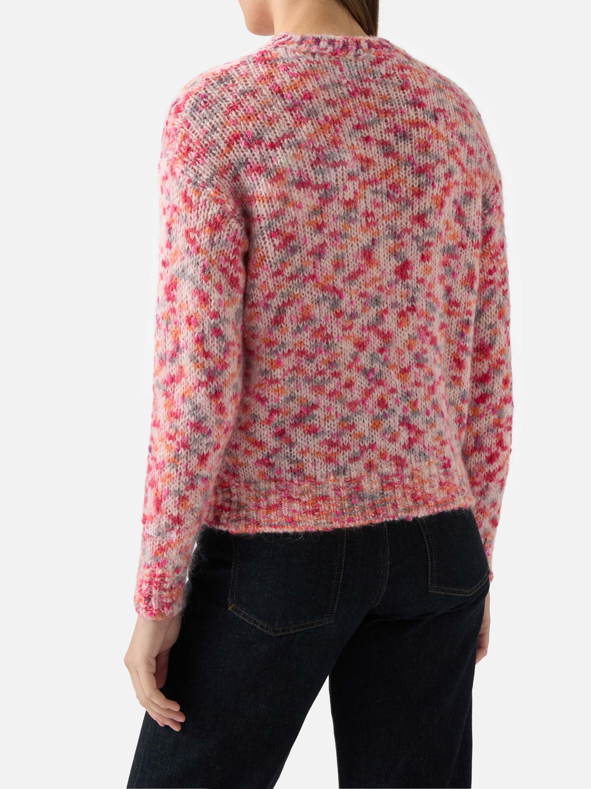 Brushed Alpaca-Blend Crewneck Danya Multicolor Melange Pink