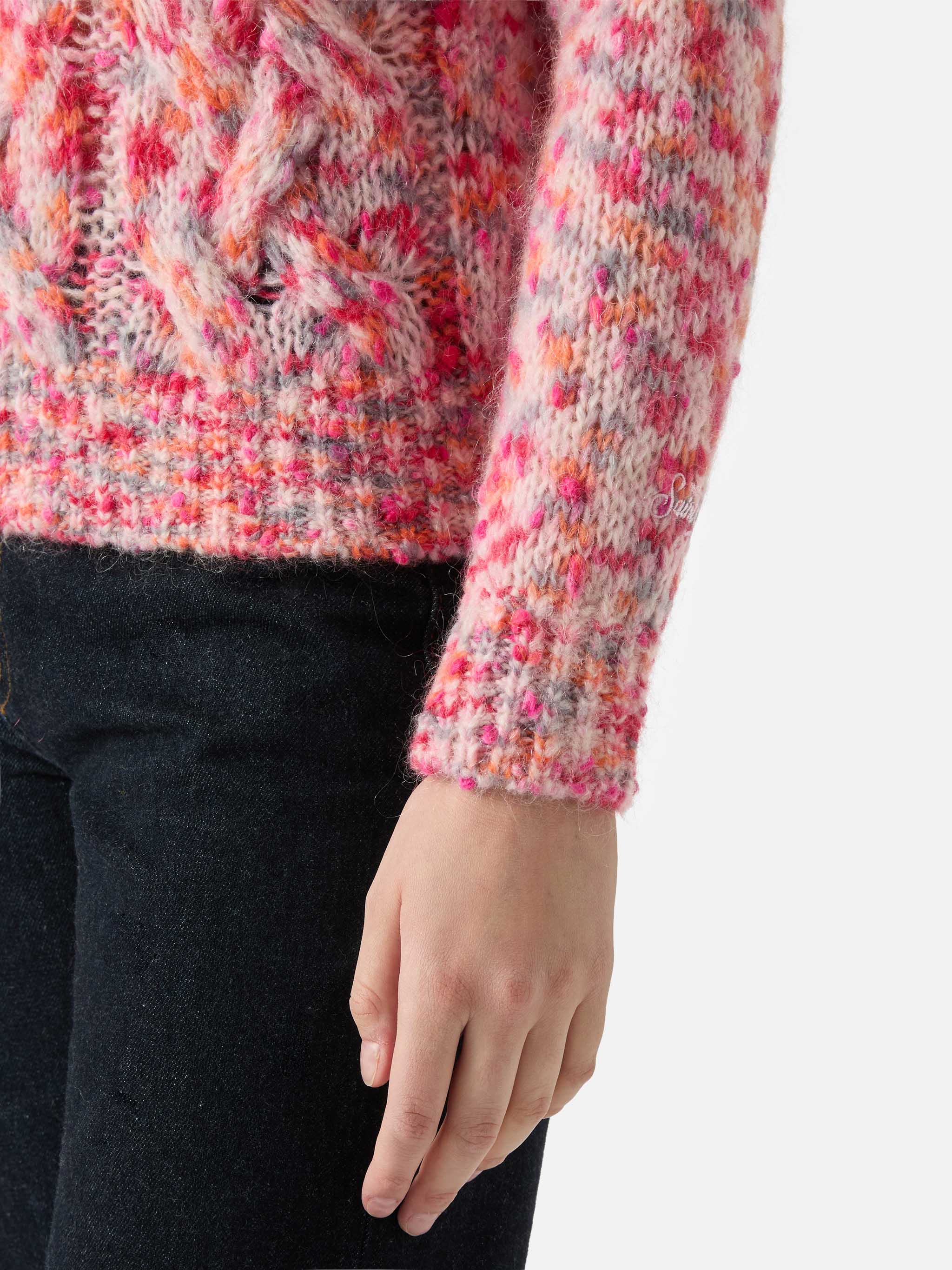 Brushed Alpaca-Blend Crewneck Danya Multicolor Melange Pink