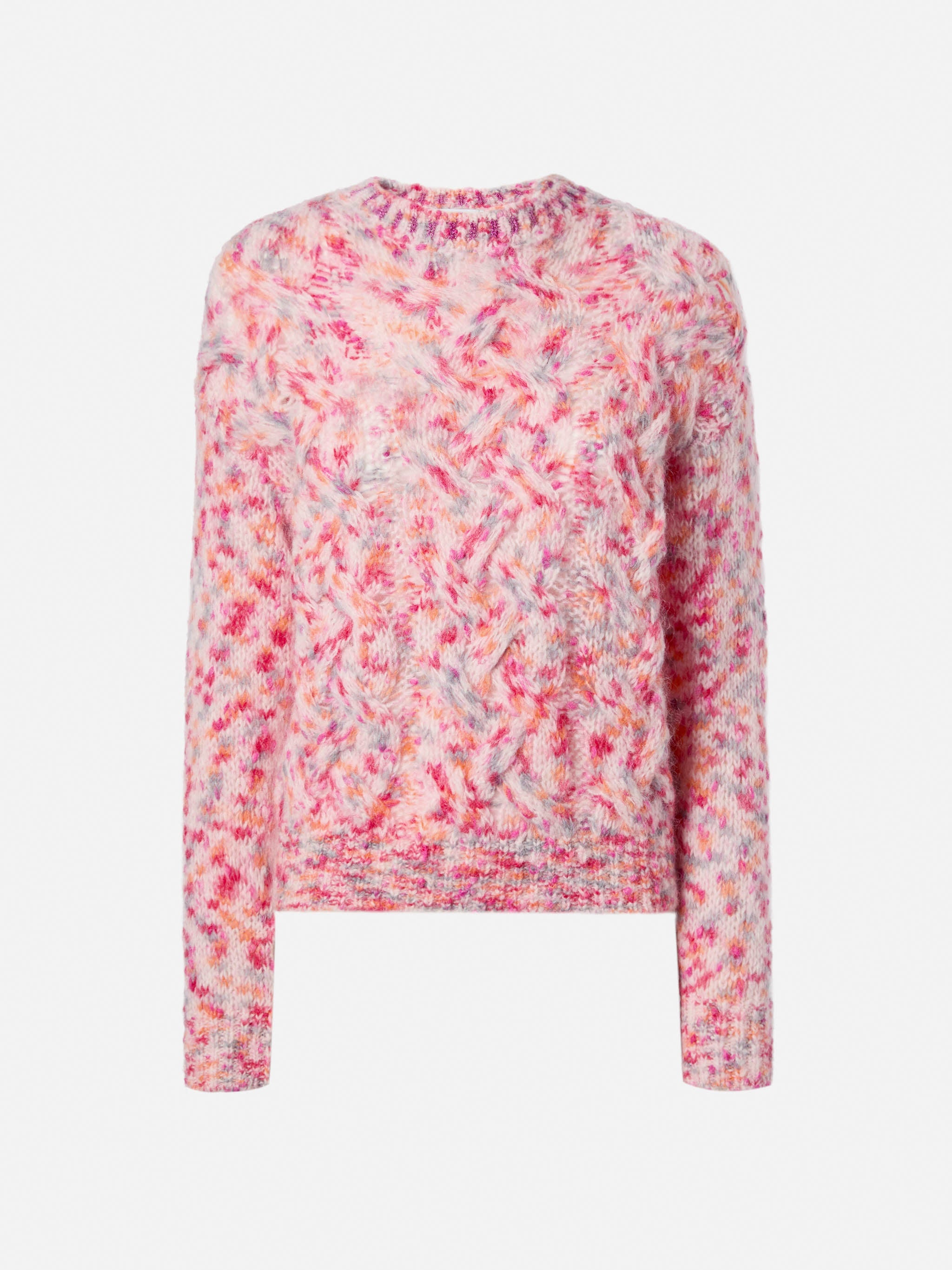 Brushed Alpaca-Blend Crewneck Danya Multicolor Melange Pink
