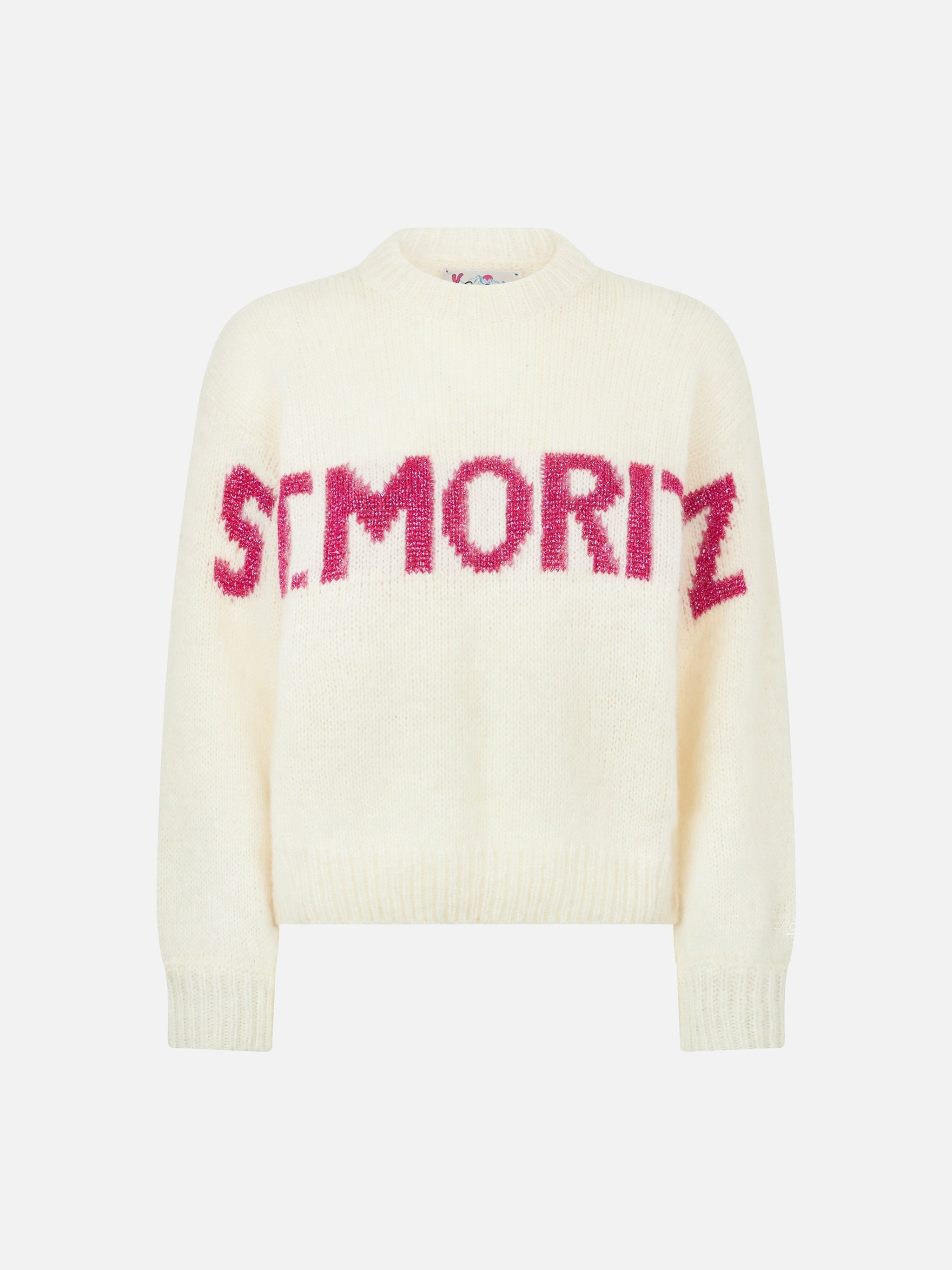 Boxy Shape Soft Sweater Danya Jr With St. Moritz Lurex Jacquard White