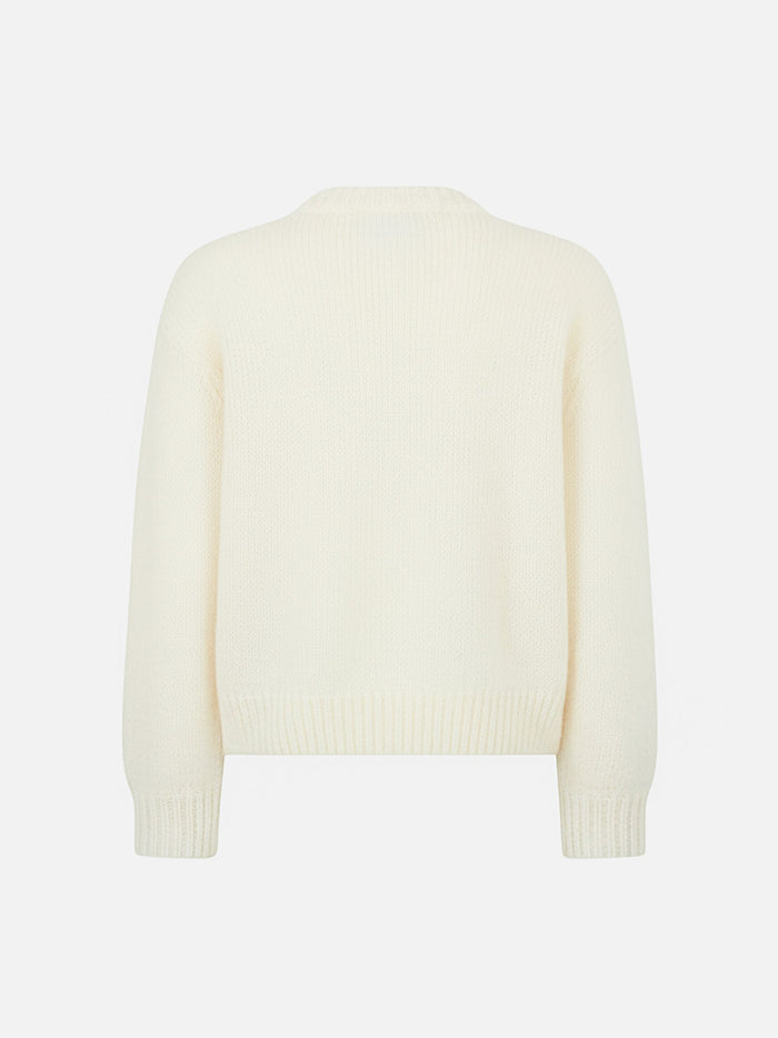 Boxy Shape Soft Sweater Danya Jr With St. Moritz Lurex Jacquard White