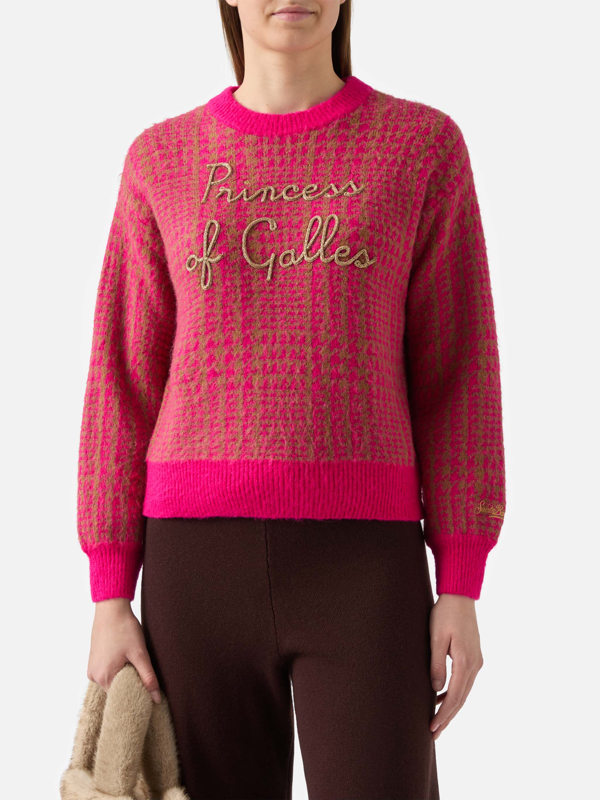 Pink Prince Of Wales Danya Soft Sweater