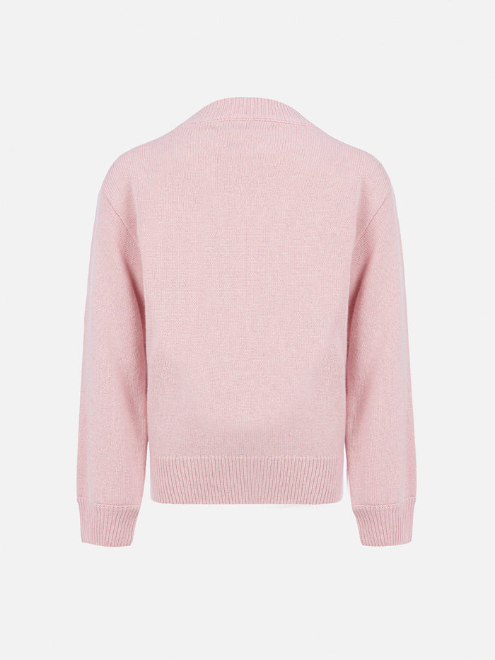 Girl Pink Crewneck Sweater Danya With Saint Barth Logo Print