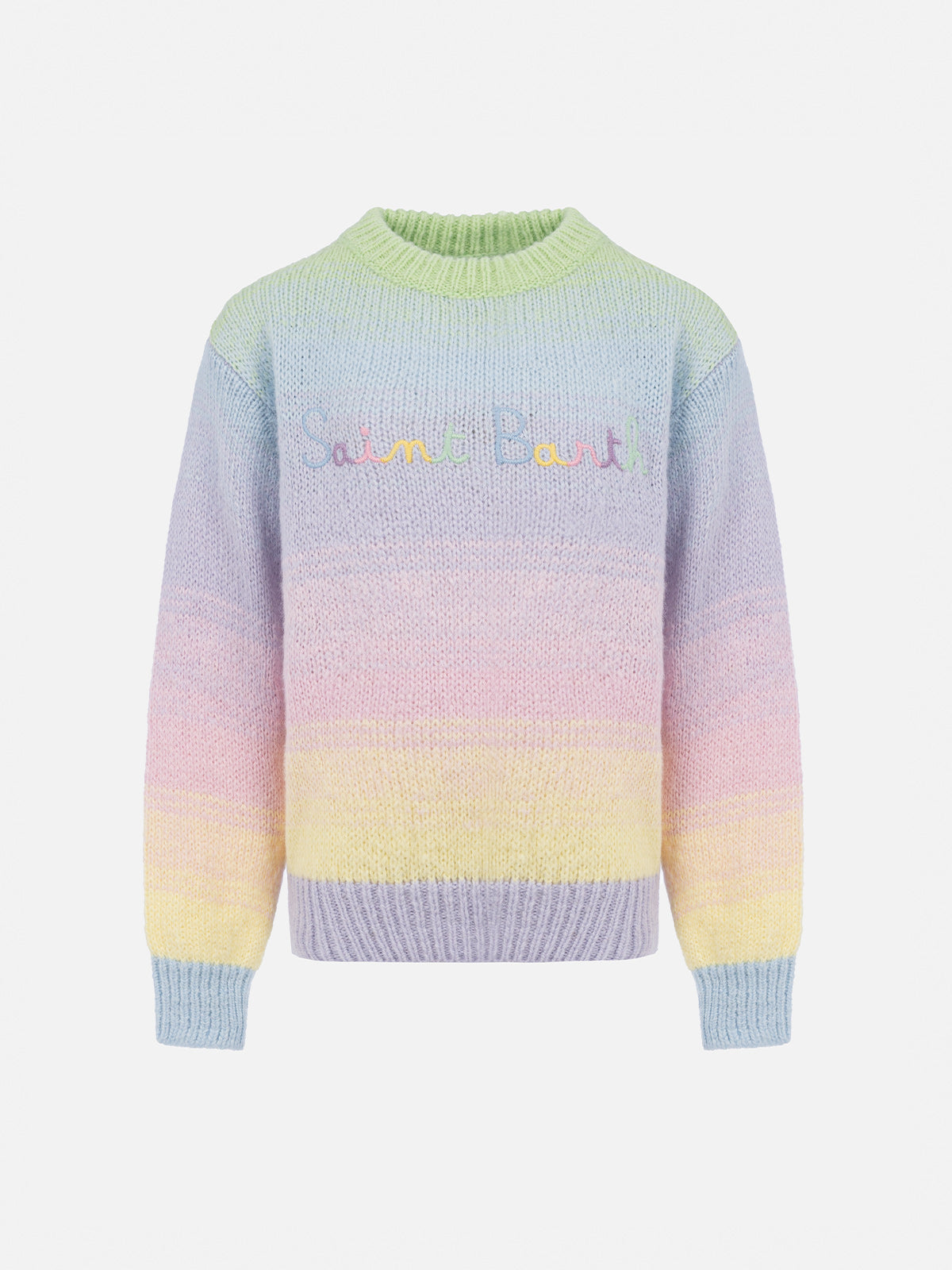 Girl Multicolor Striped Crewneck Sweater Danya Pink
