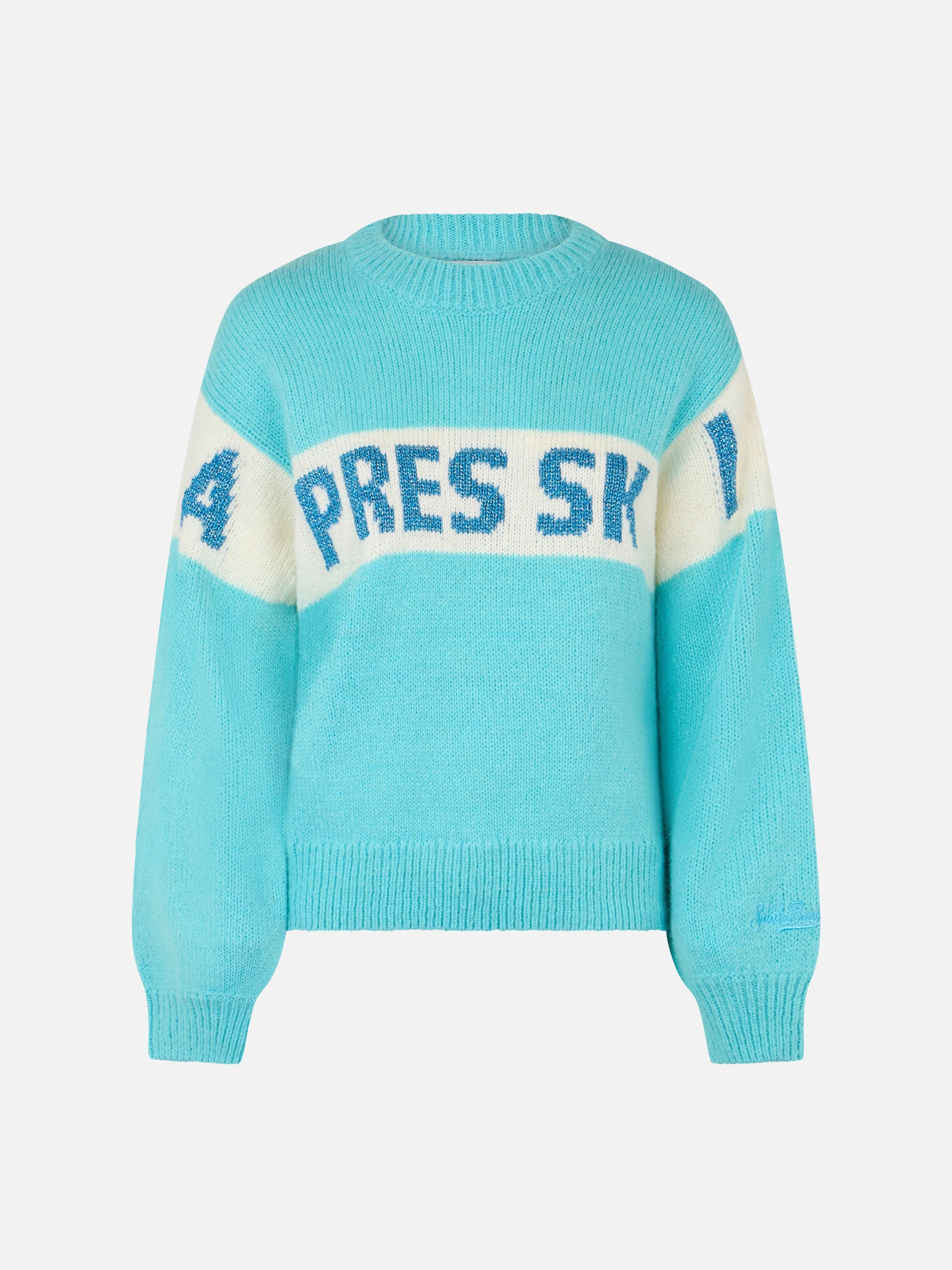 Pink Crewneck Danya With Apres Ski Lurex Jacquard Blue