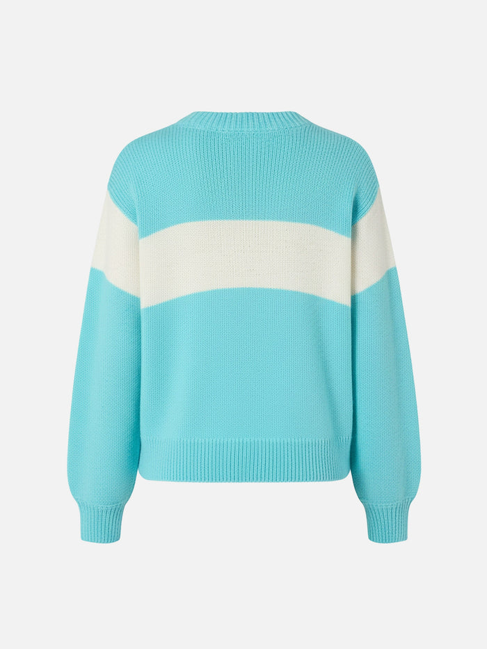 Pink Crewneck Danya With Apres Ski Lurex Jacquard Blue