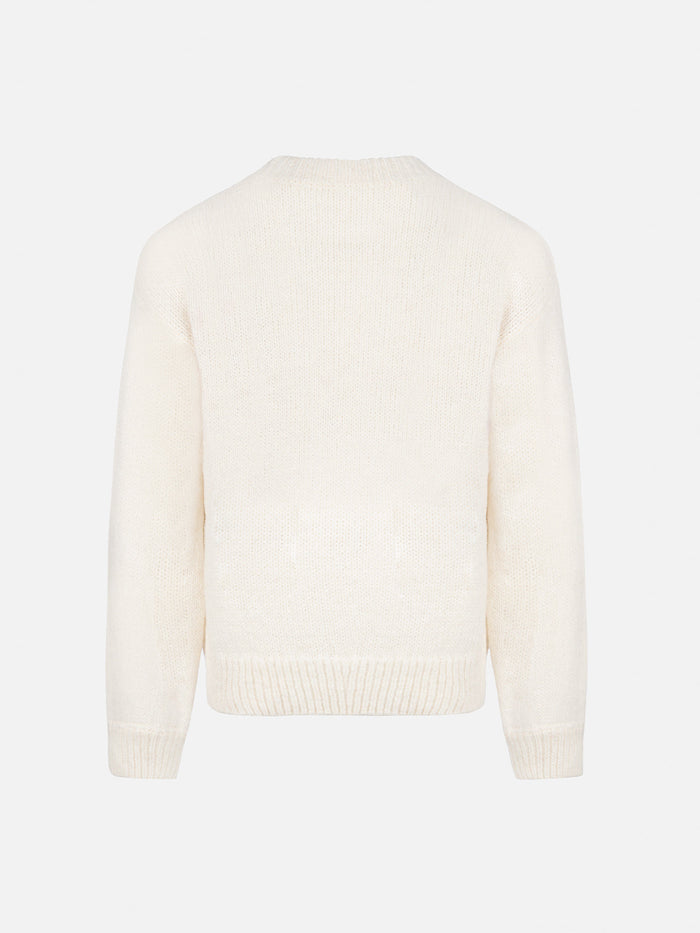 Girl Pink Crewneck Sweater Danya With Saint Barth Lurex Logo White