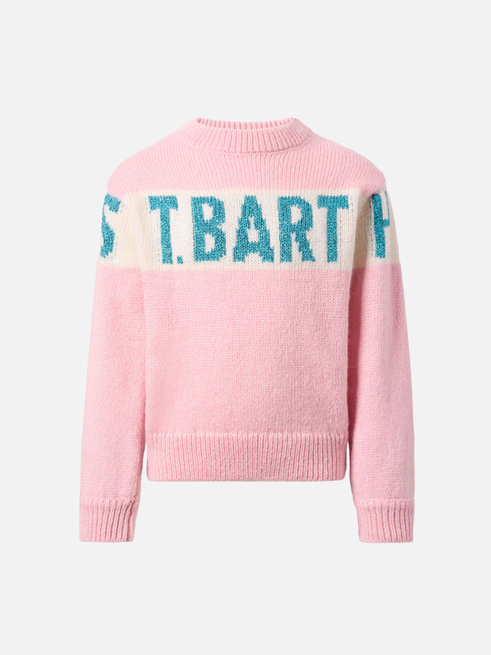 Danya Jr Alpaca-Blend Sweater With St. Barth Lurex Jacquard Pink