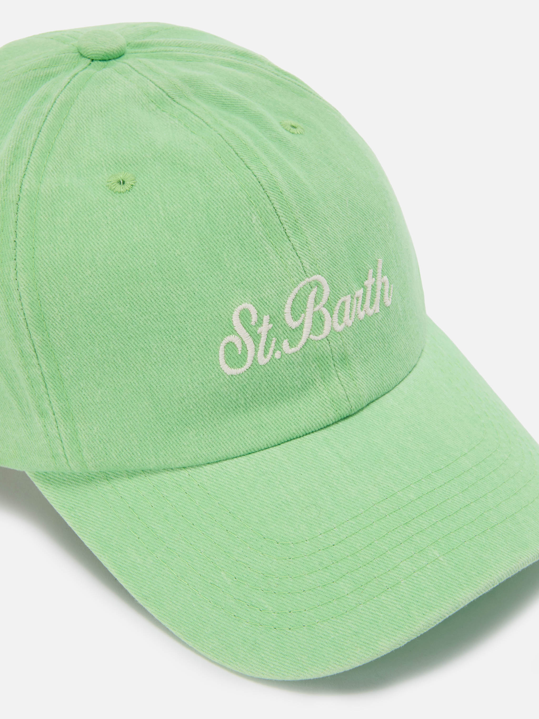 Davis Light Green Cotton Baseball Cap With Embroidered Logo Hat