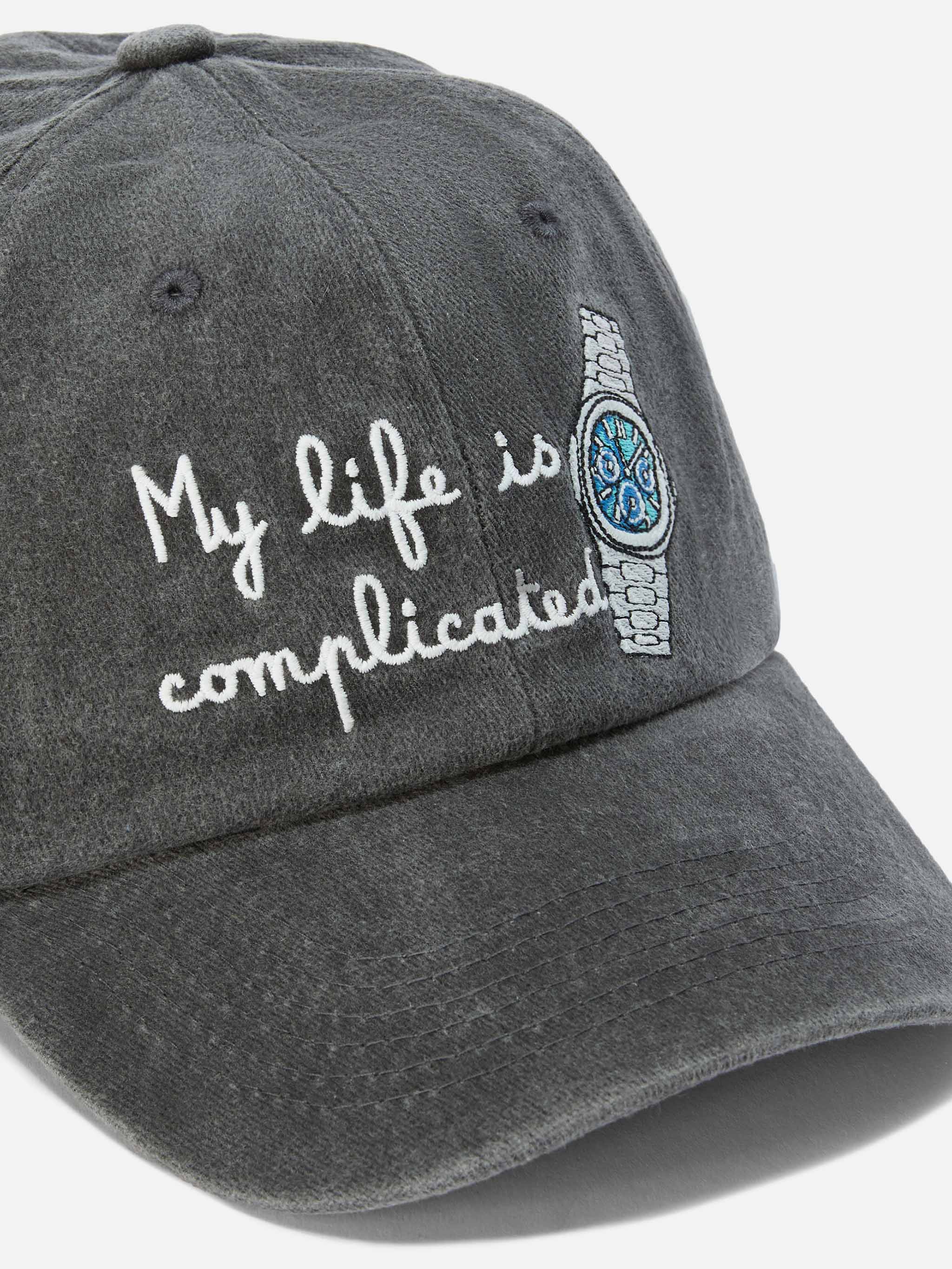 Davis Baseball Cap Denim With My Life Is Complicated Embroidery Black Hat