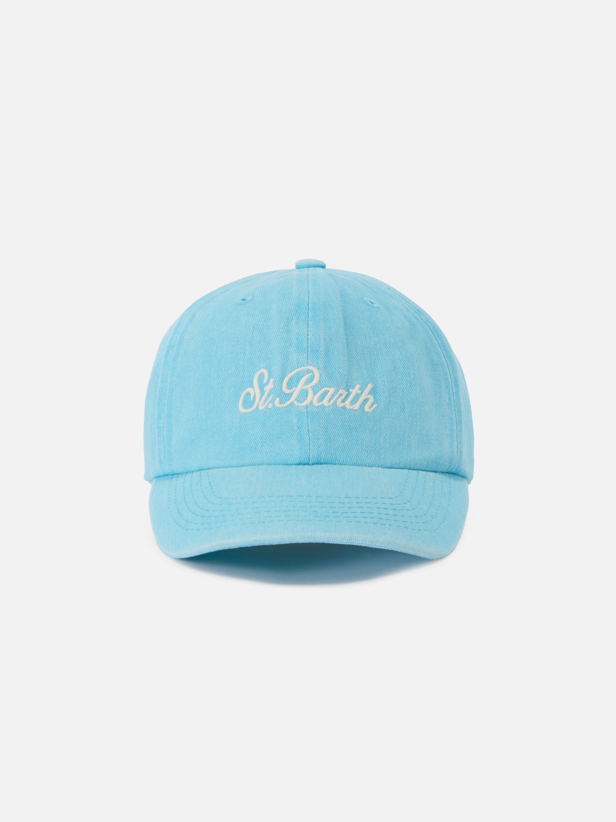 Davis Light Blue Cotton Baseball Cap With Embroidered Logo Hat