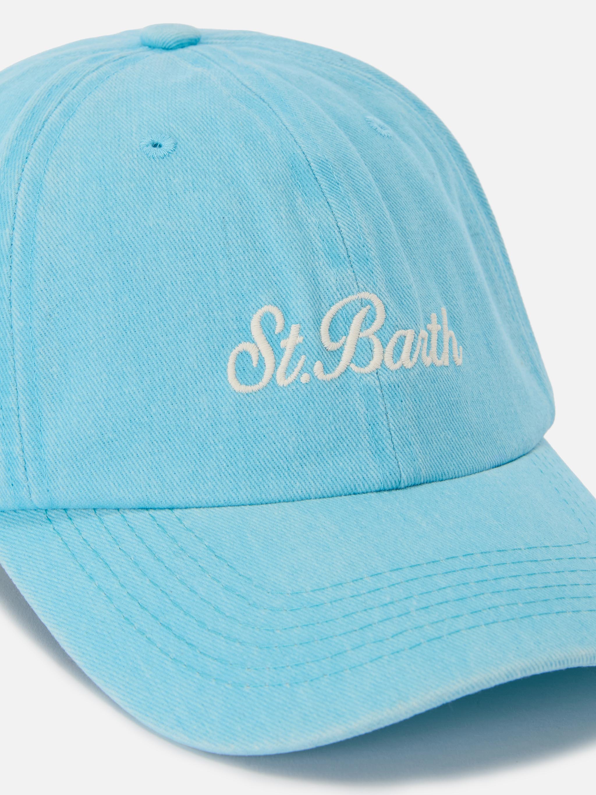 Davis Light Blue Cotton Baseball Cap With Embroidered Logo Hat