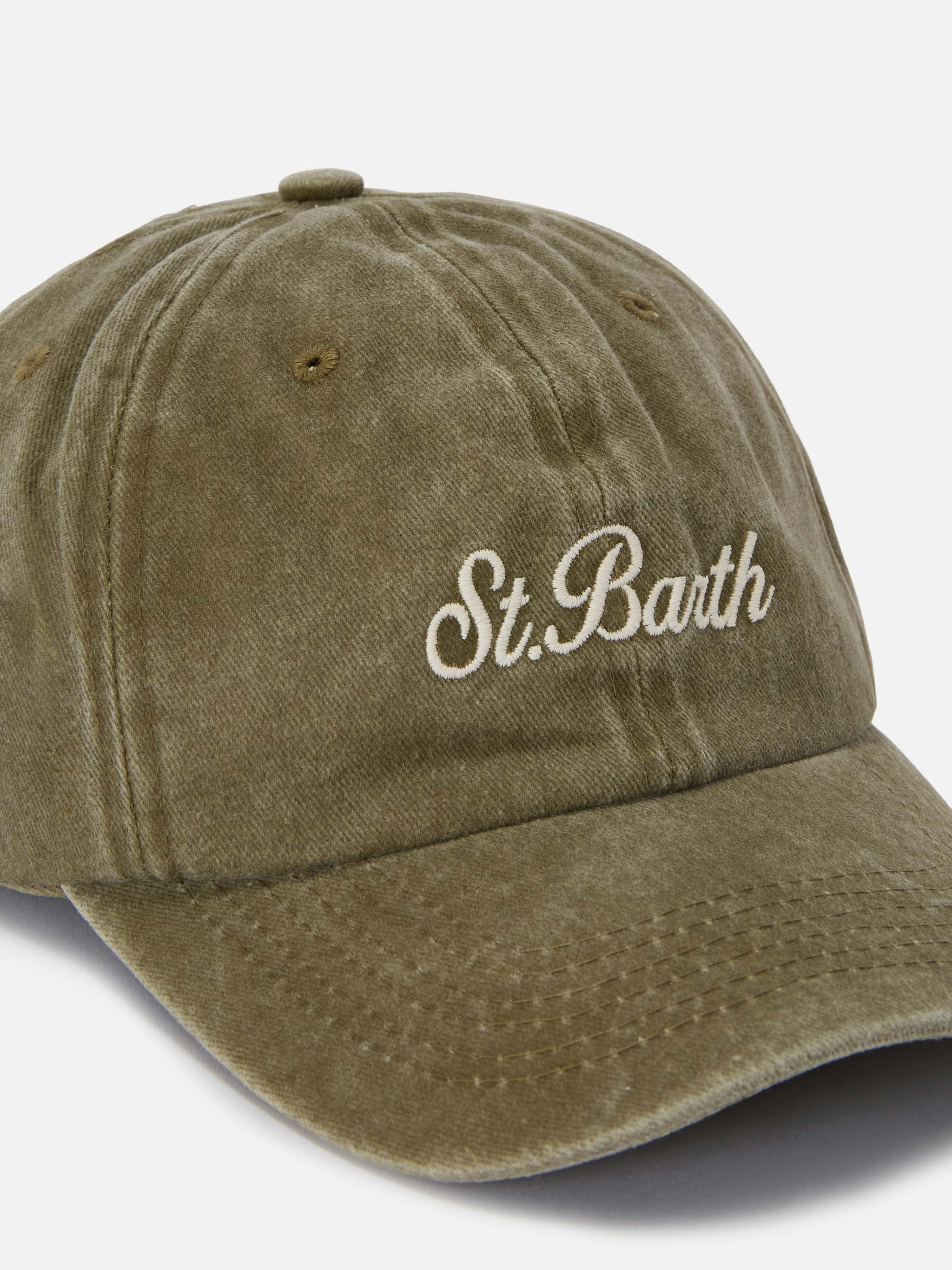 Davis Dove Grey Cotton Baseball Cap With Embroidered Logo Green Hat
