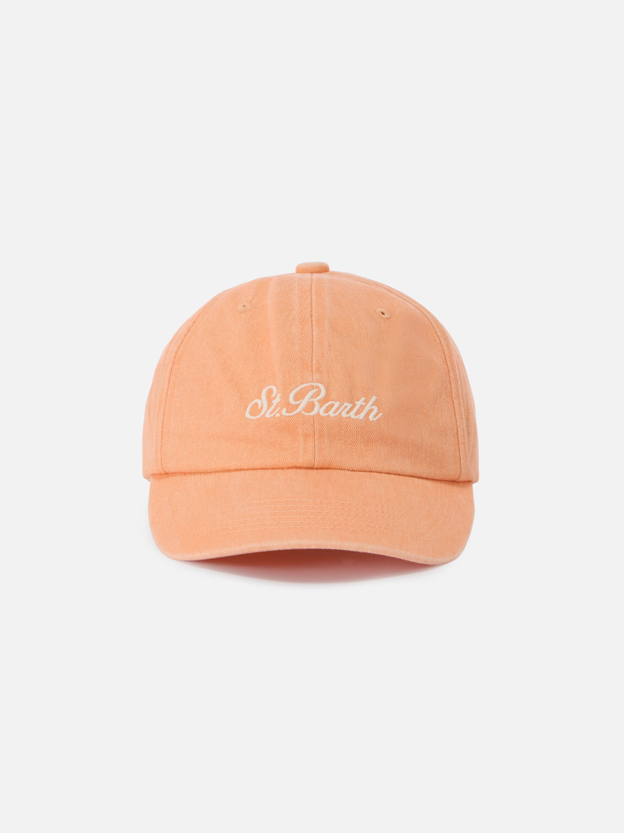 Davis Orange Cotton Baseball Cap With Embroidered Logo Hat