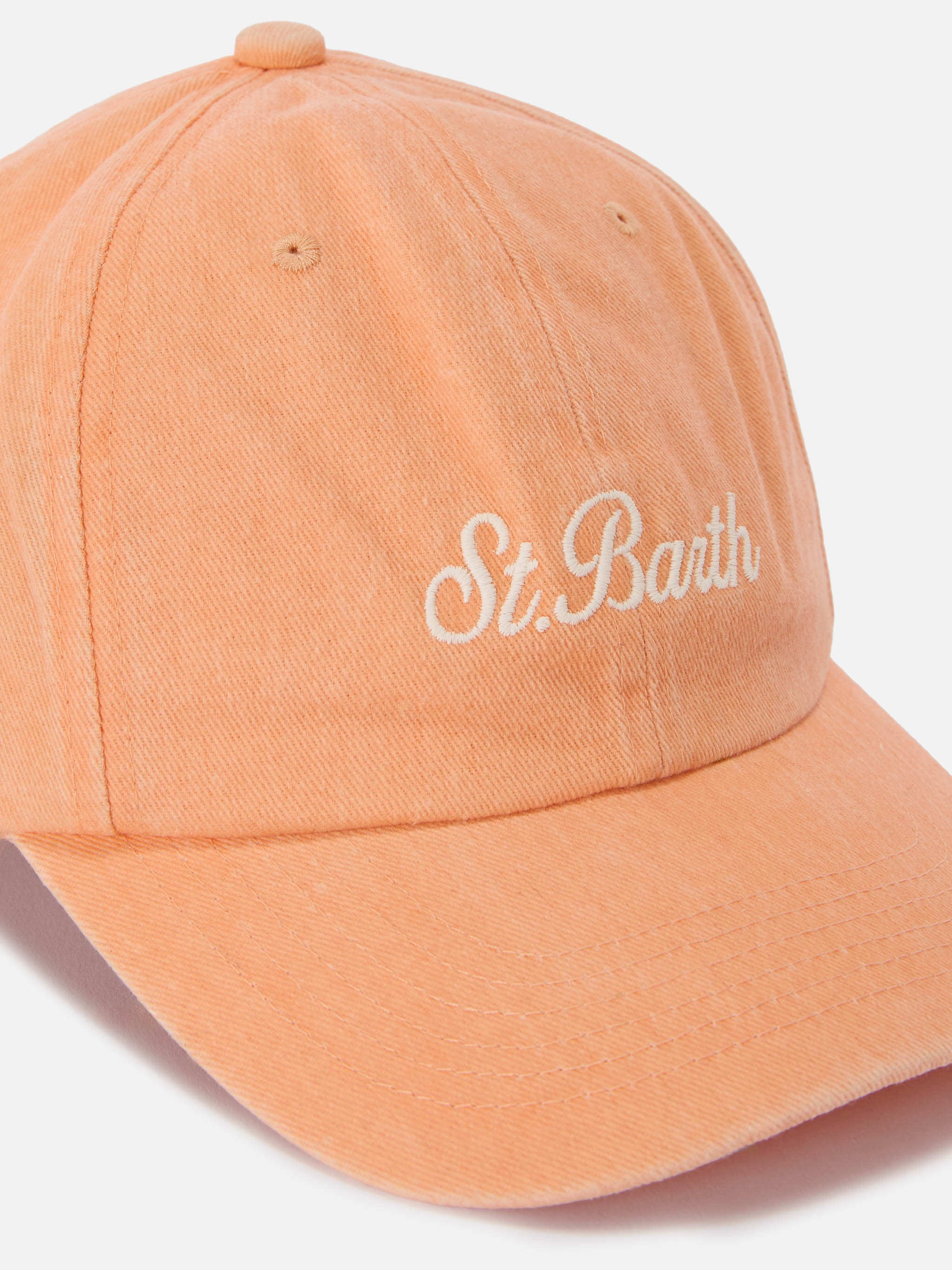 Davis Orange Cotton Baseball Cap With Embroidered Logo Hat