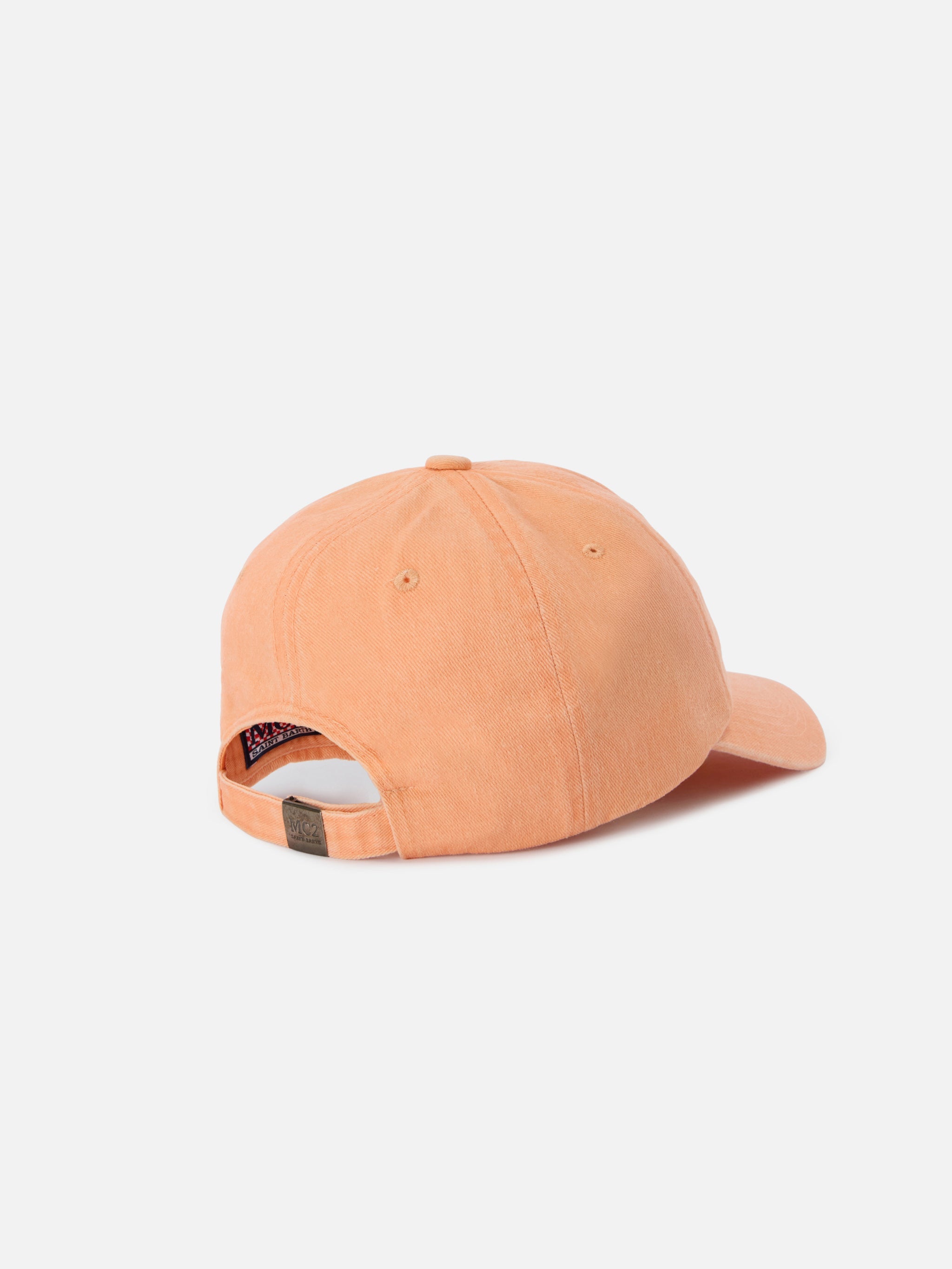 Davis Orange Cotton Baseball Cap With Embroidered Logo Hat