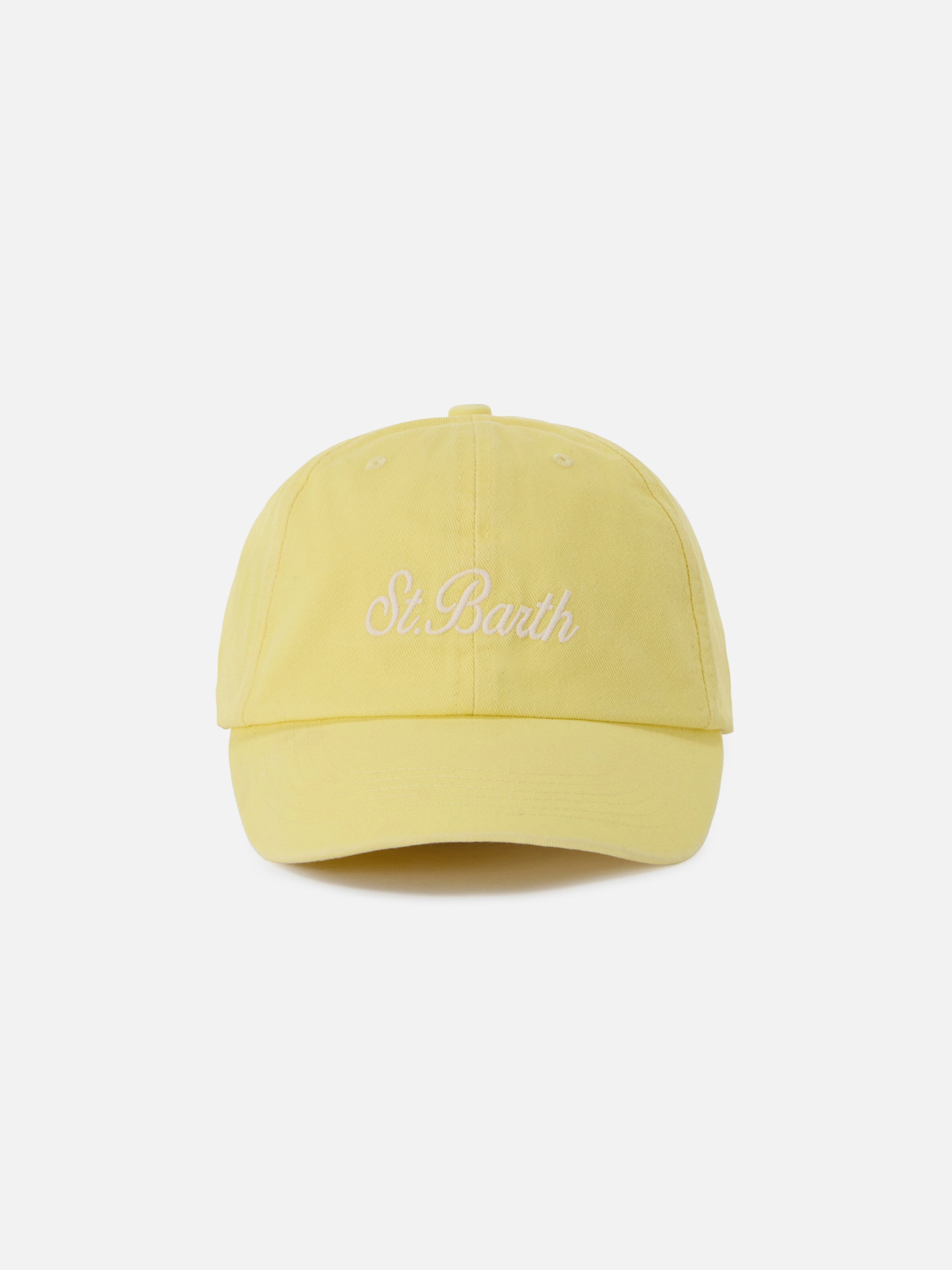 Davis Light Yellow Cotton Baseball Cap With Embroidered Logo Hat