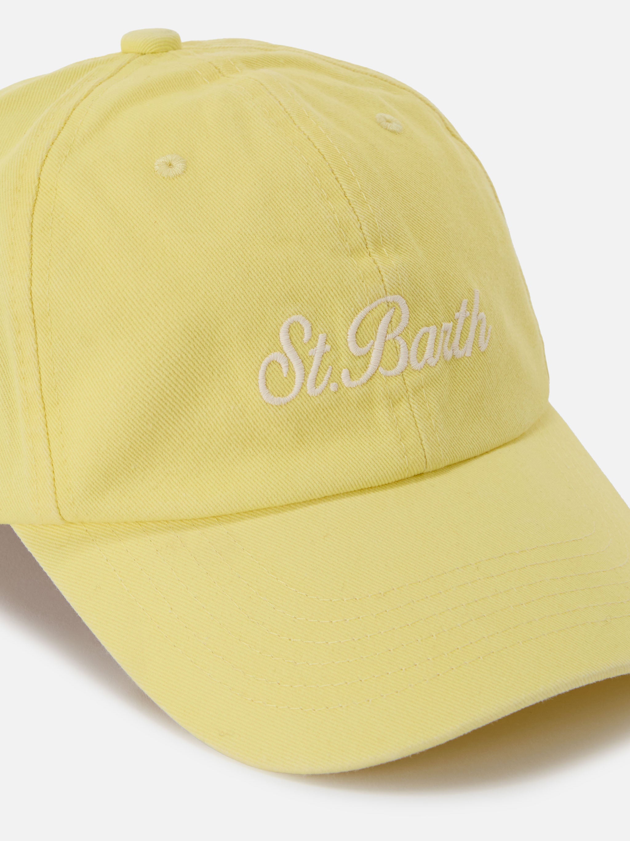 Davis Light Yellow Cotton Baseball Cap With Embroidered Logo Hat
