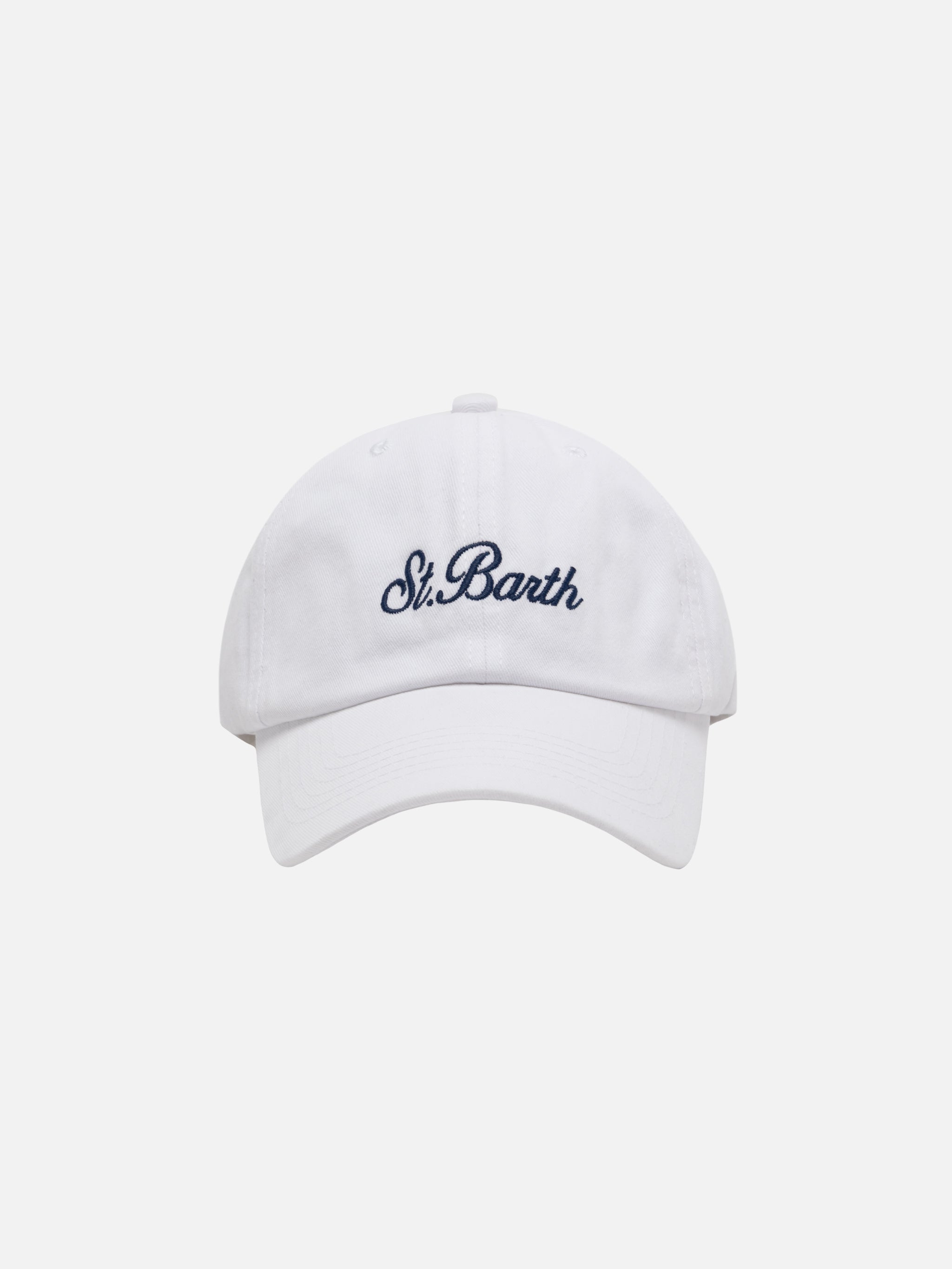 Davis White Denim Ball Cap With St. Barth Embroidery Hat