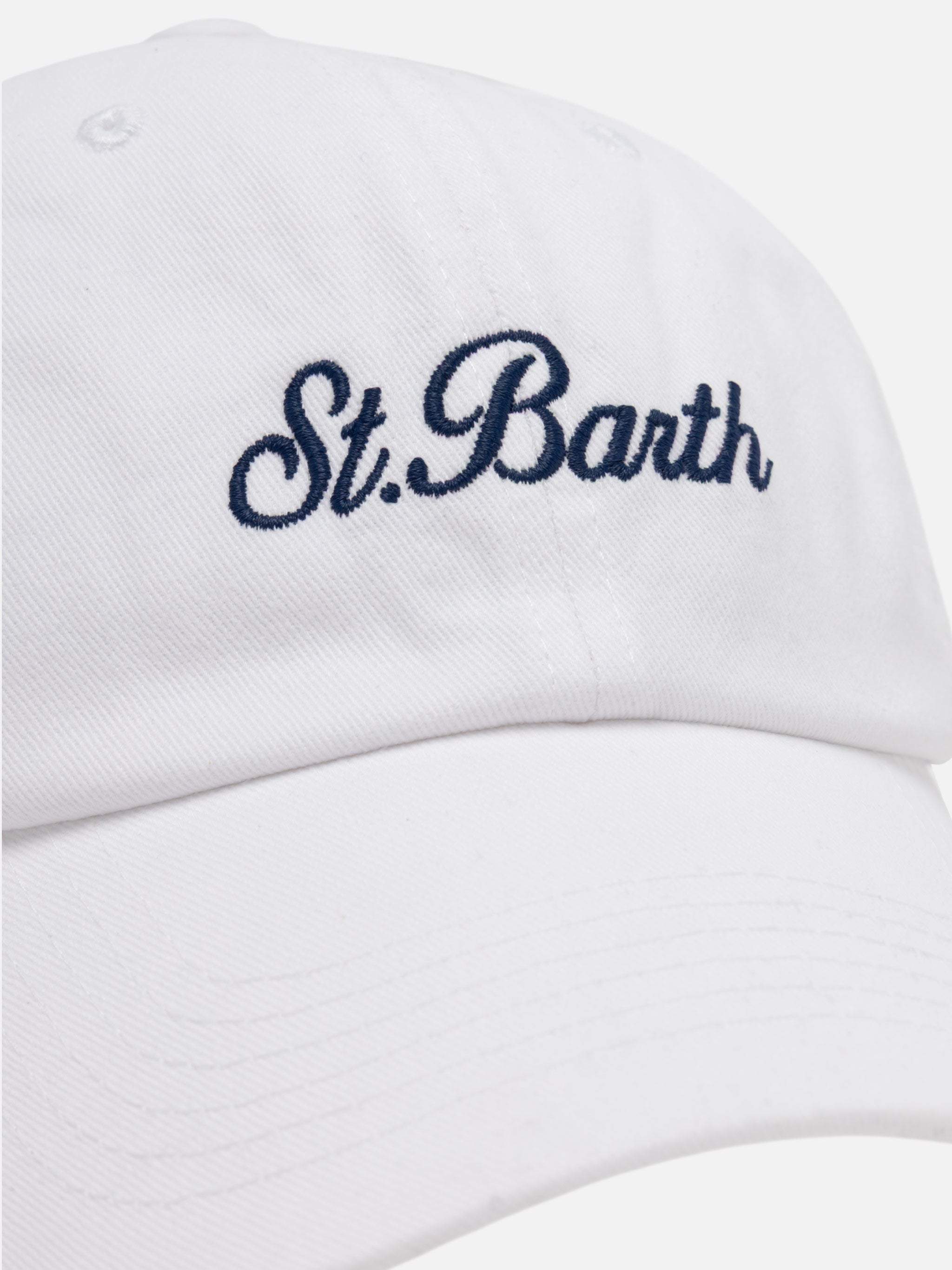 Davis White Denim Ball Cap With St. Barth Embroidery Hat